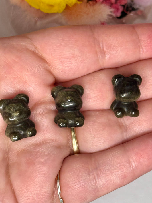 Mini Gold Sheen Obsidian Teddy Bear