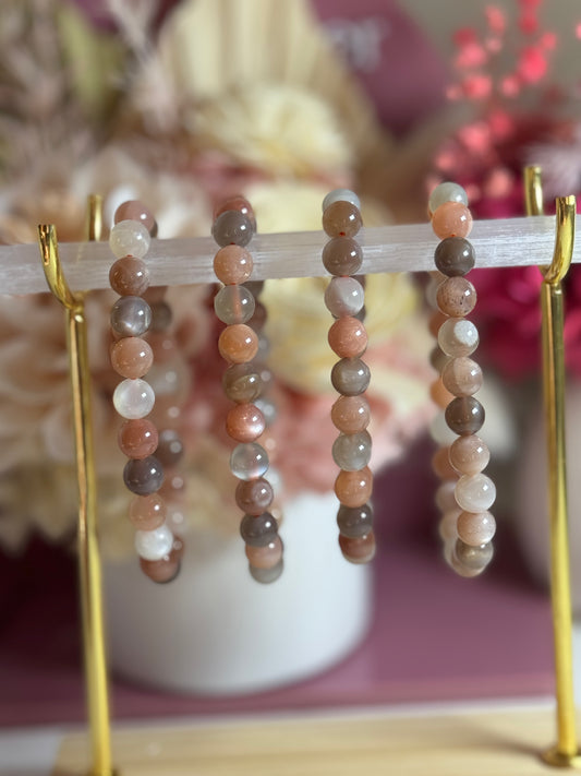 8mm Mixed Moonstone Bead Bracelet