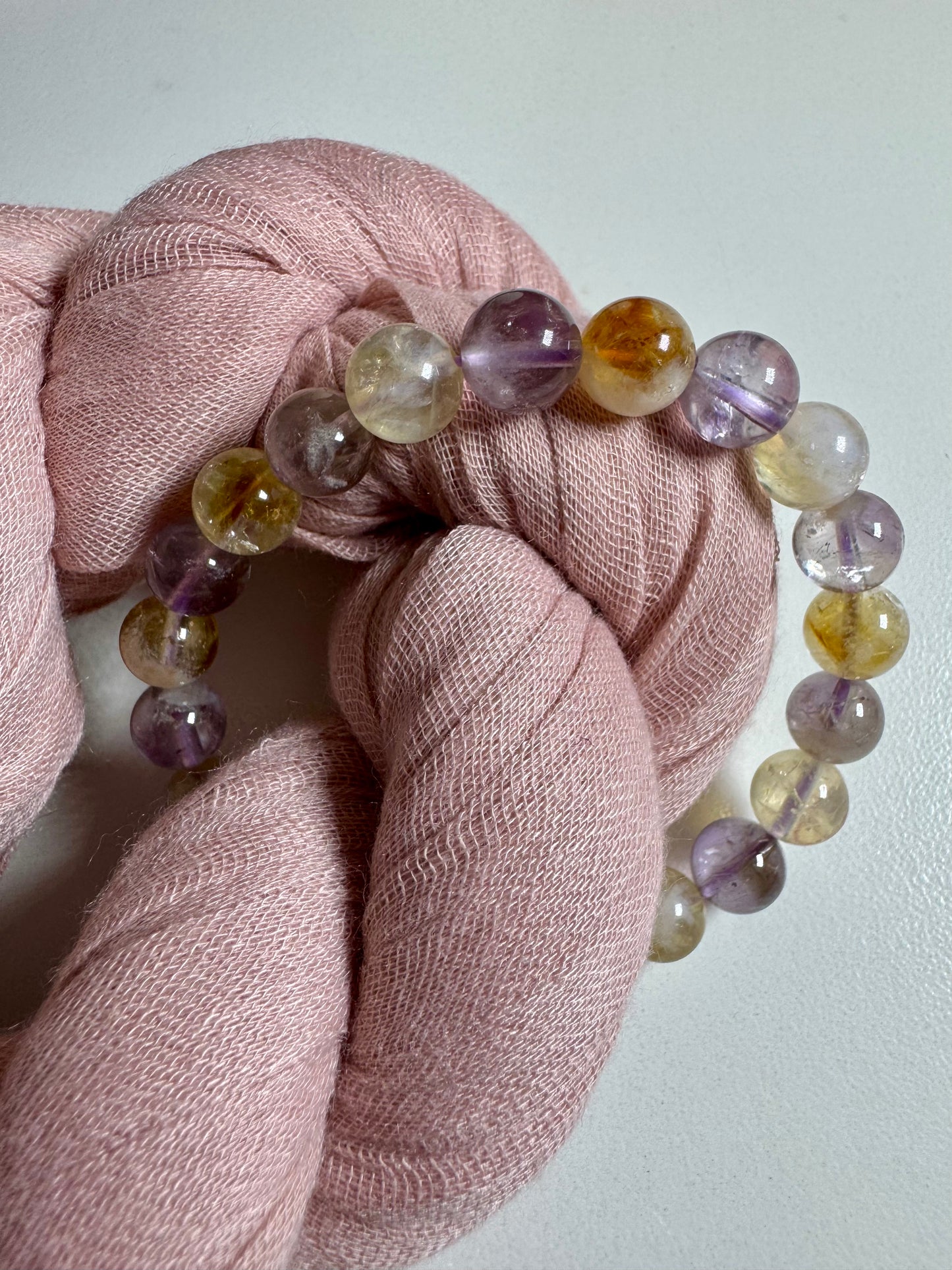 8mm Amethyst & Citrine (HTA) Bead Bracelet