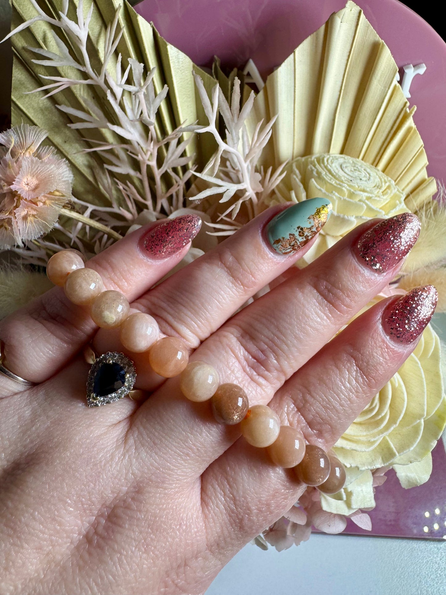 8mm Peach Moonstone Bead Bracelet