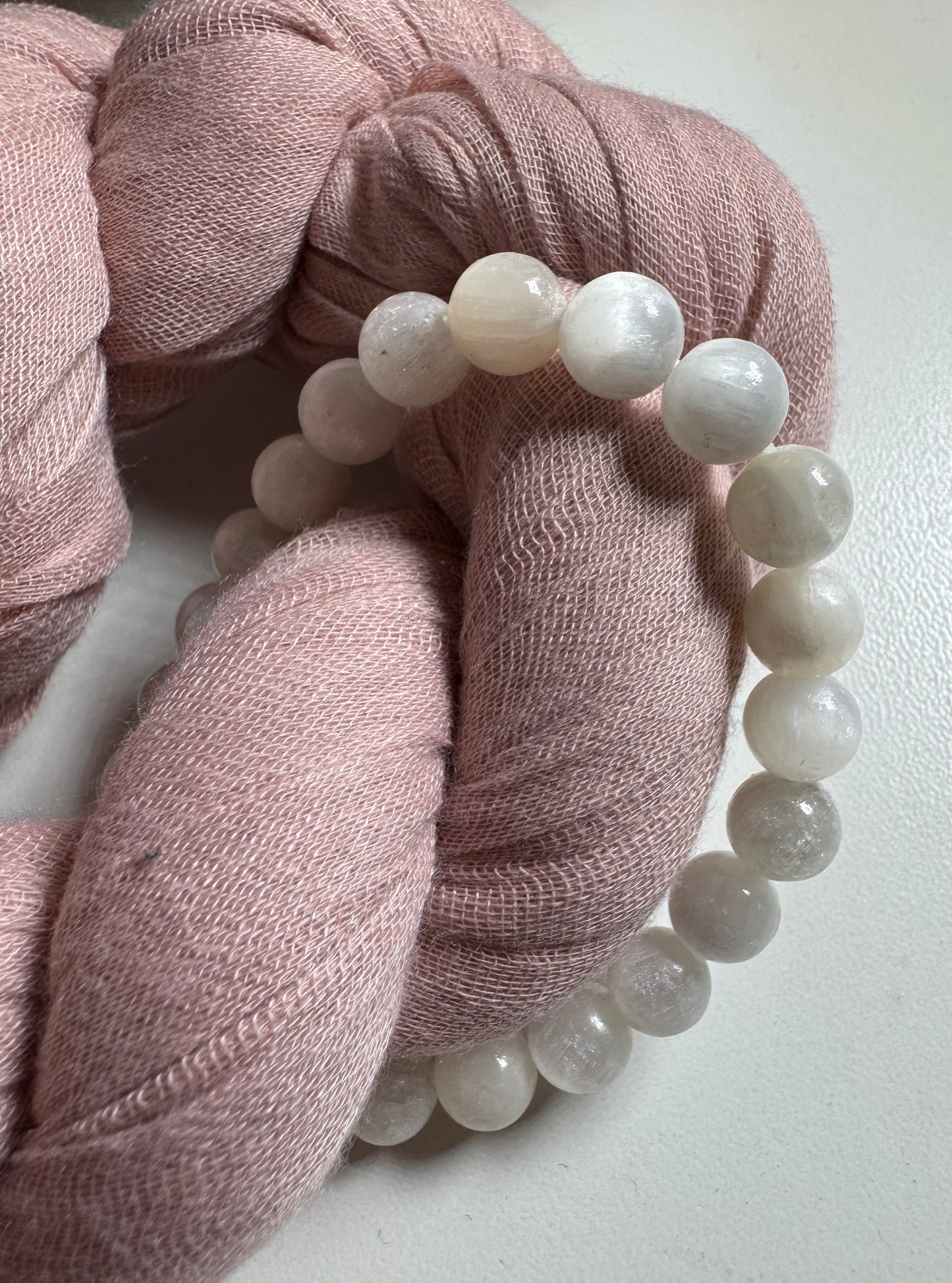 8mm Selenite Bead Bracelet