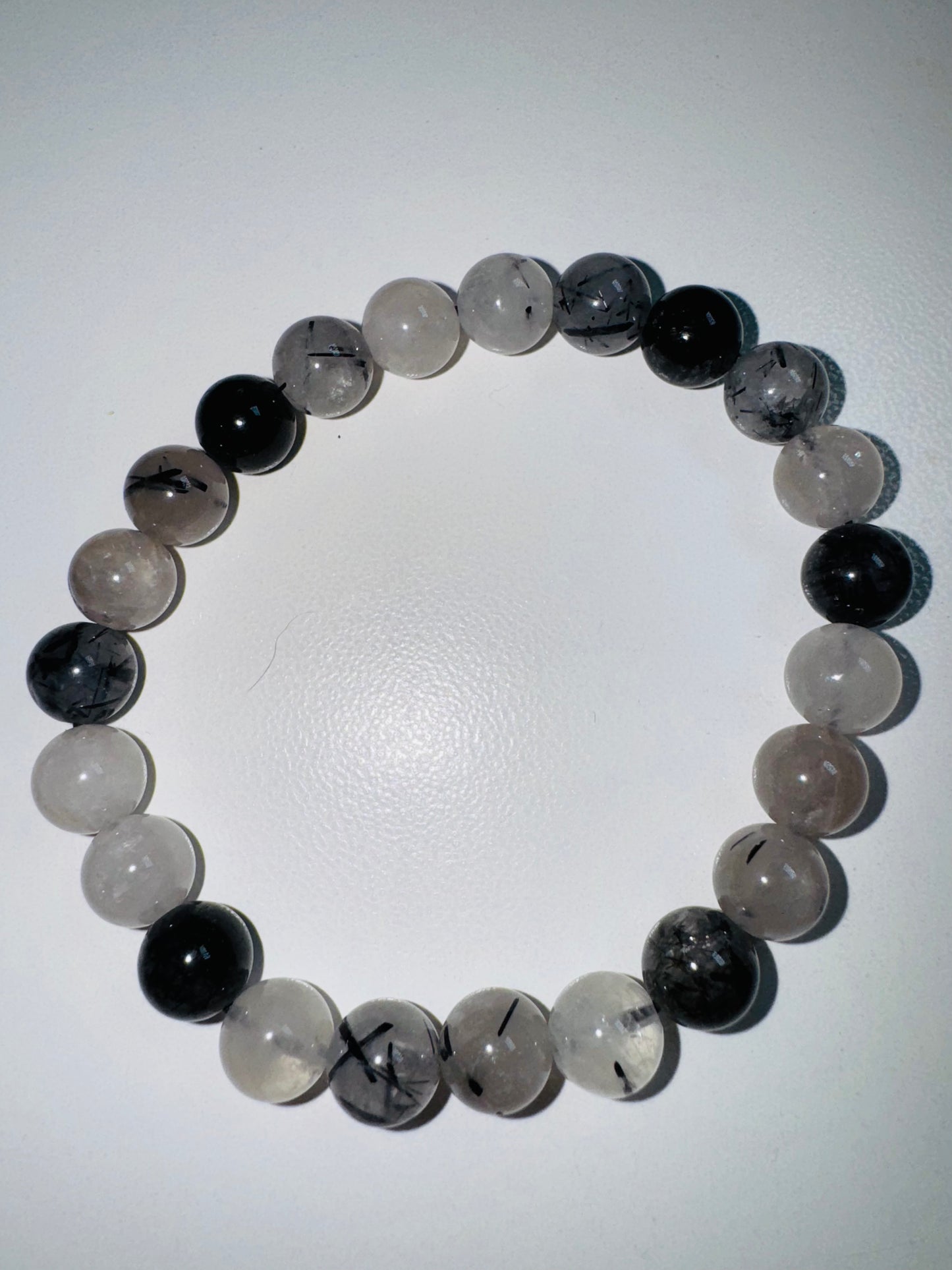 8mm Tourmaline in Quartz Bead Bracelet