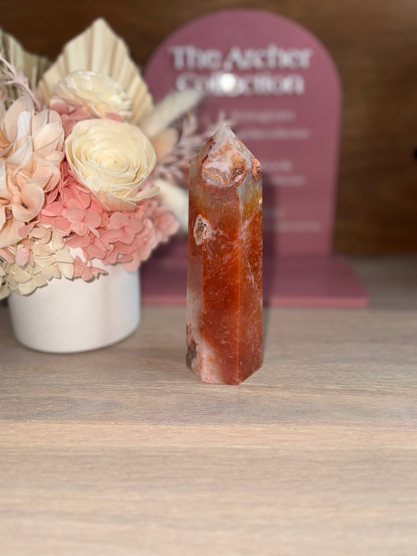 Carnelian with Flower Agate Tower JCS3