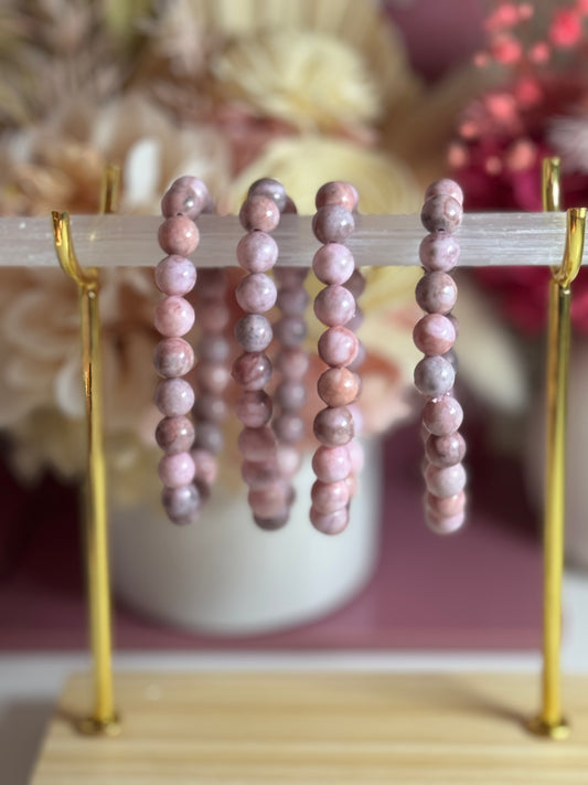 8mm Pink Calcite Bead Bracelet