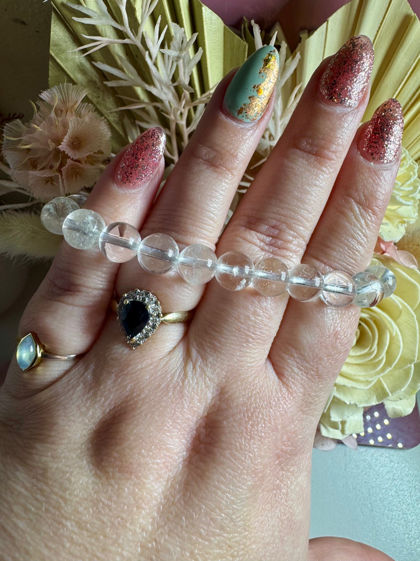 8mm Clear Quartz Bead Bracelet