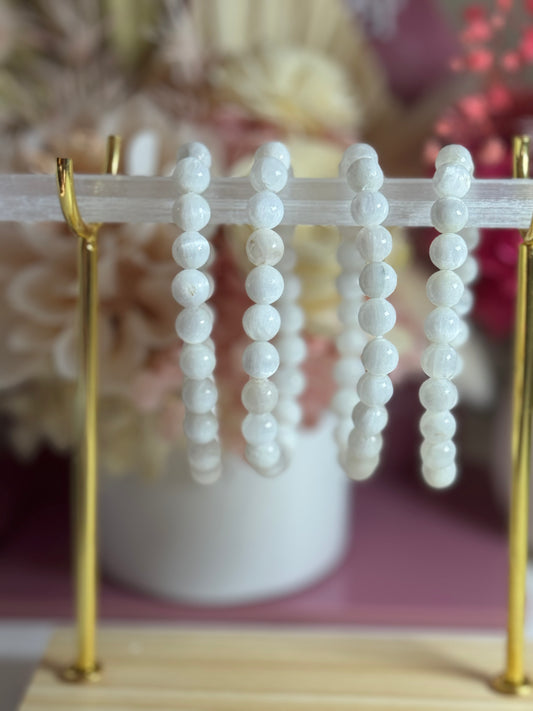 8mm Selenite Bead Bracelet