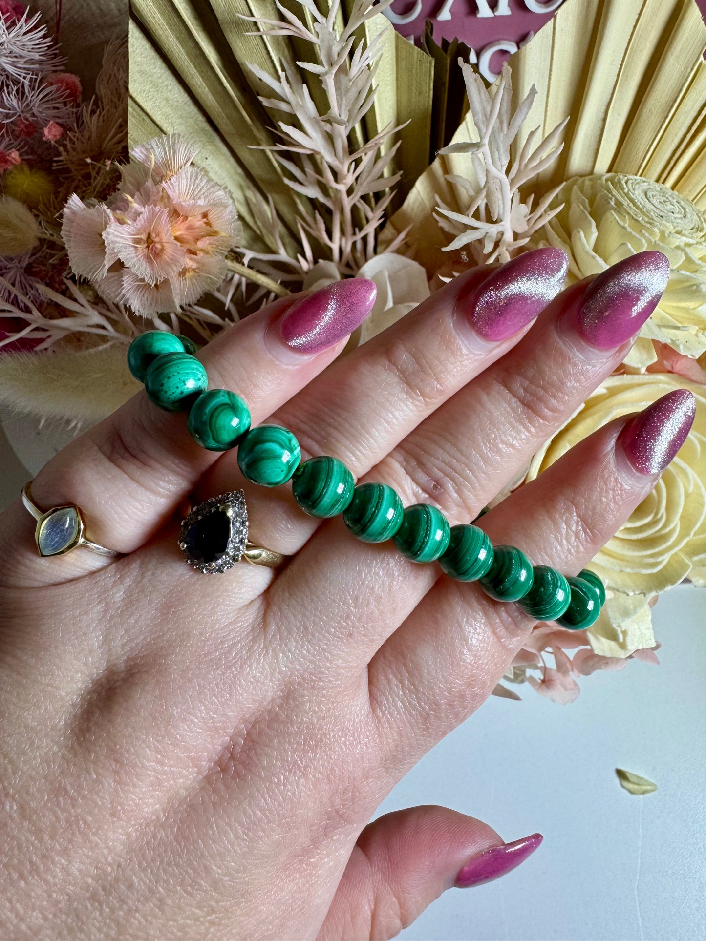 8mm Malachite Bead Bracelet