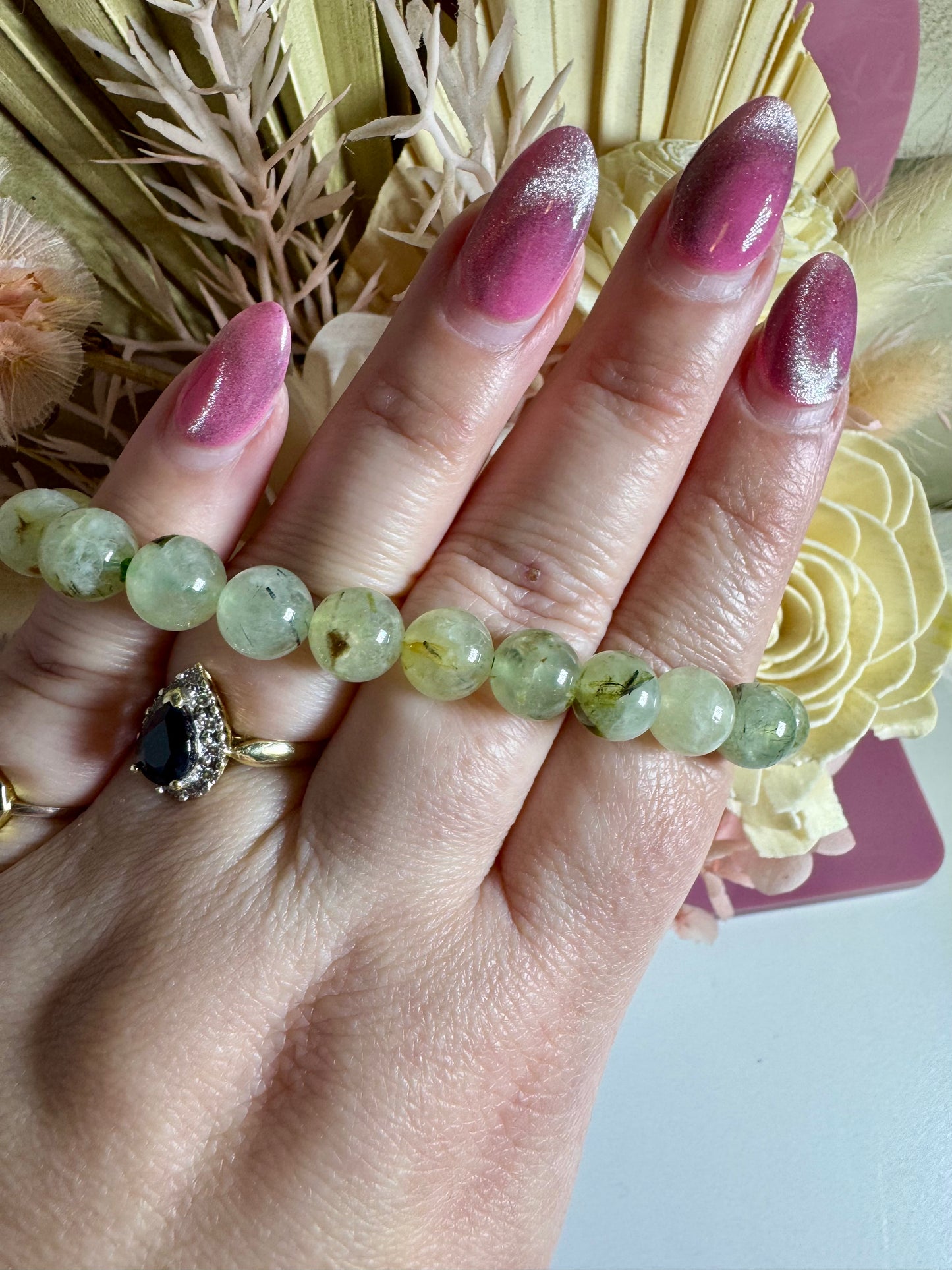 8mm Prehnite Bead Bracelet