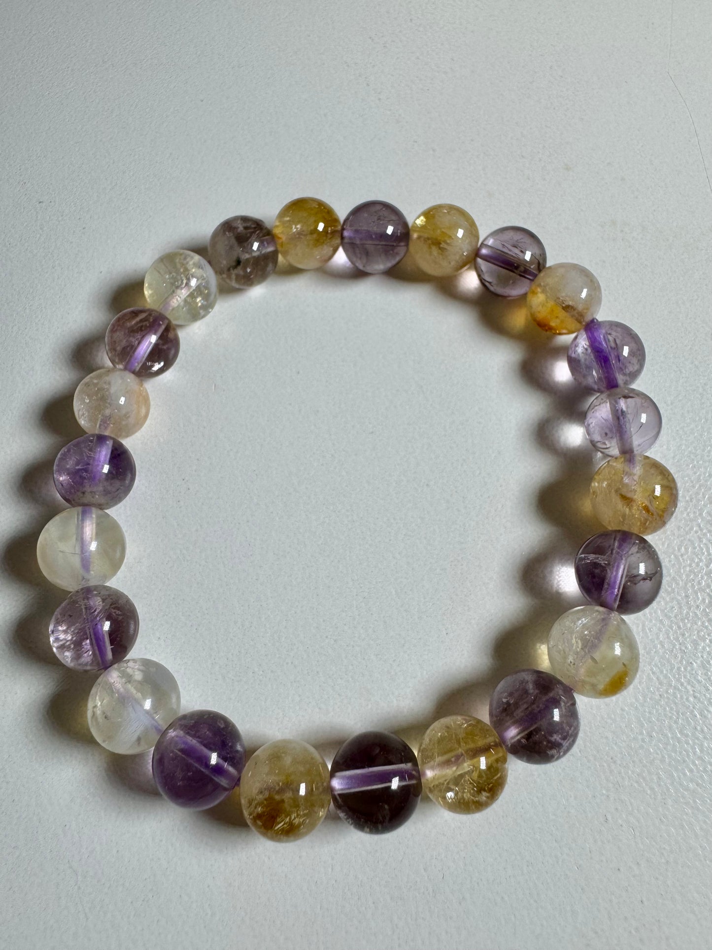 8mm Amethyst & Citrine (HTA) Bead Bracelet