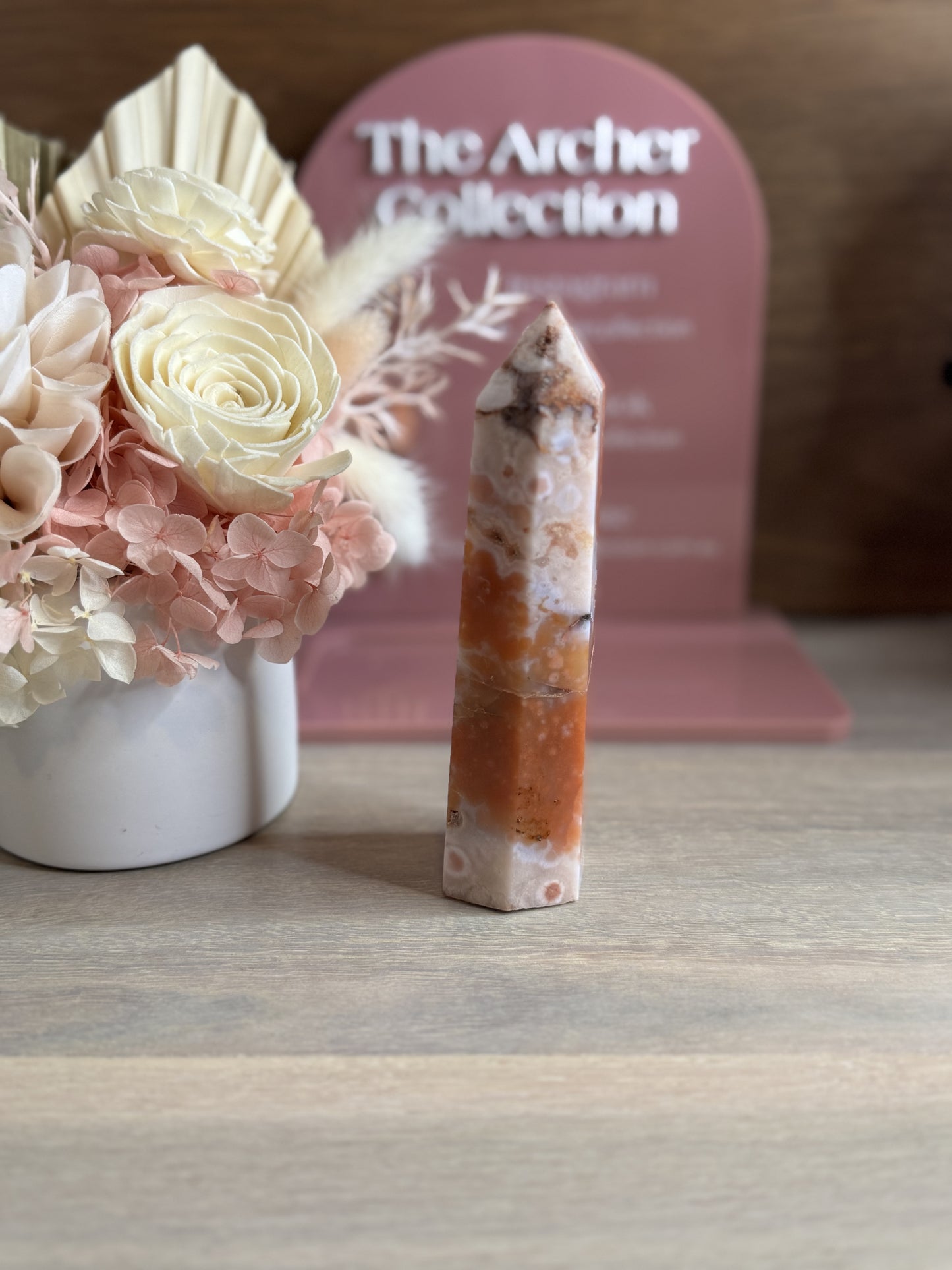 Carnelian with Flower Agate Tower JCS4