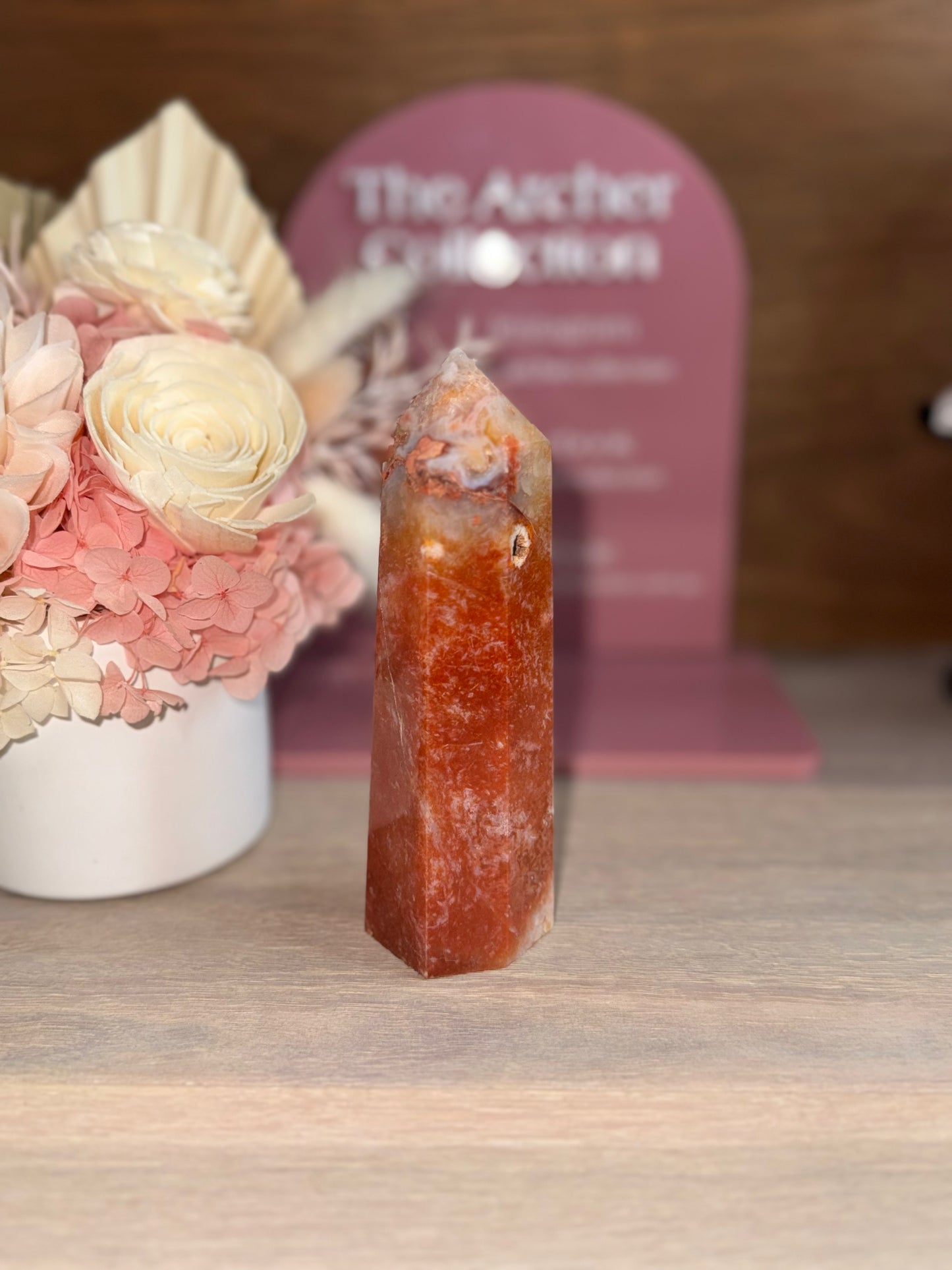 Carnelian with Flower Agate Tower JCS3