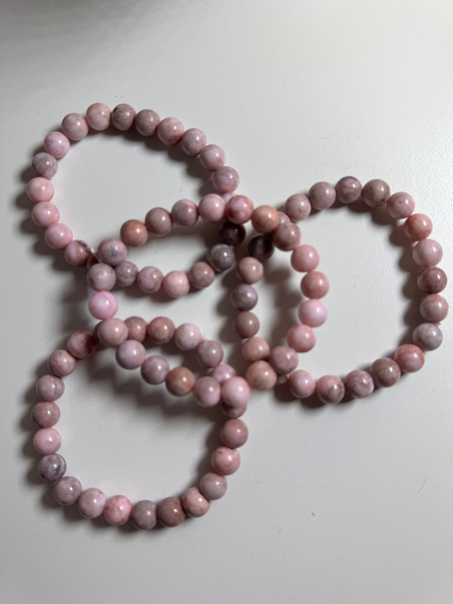 8mm Pink Calcite Bead Bracelet