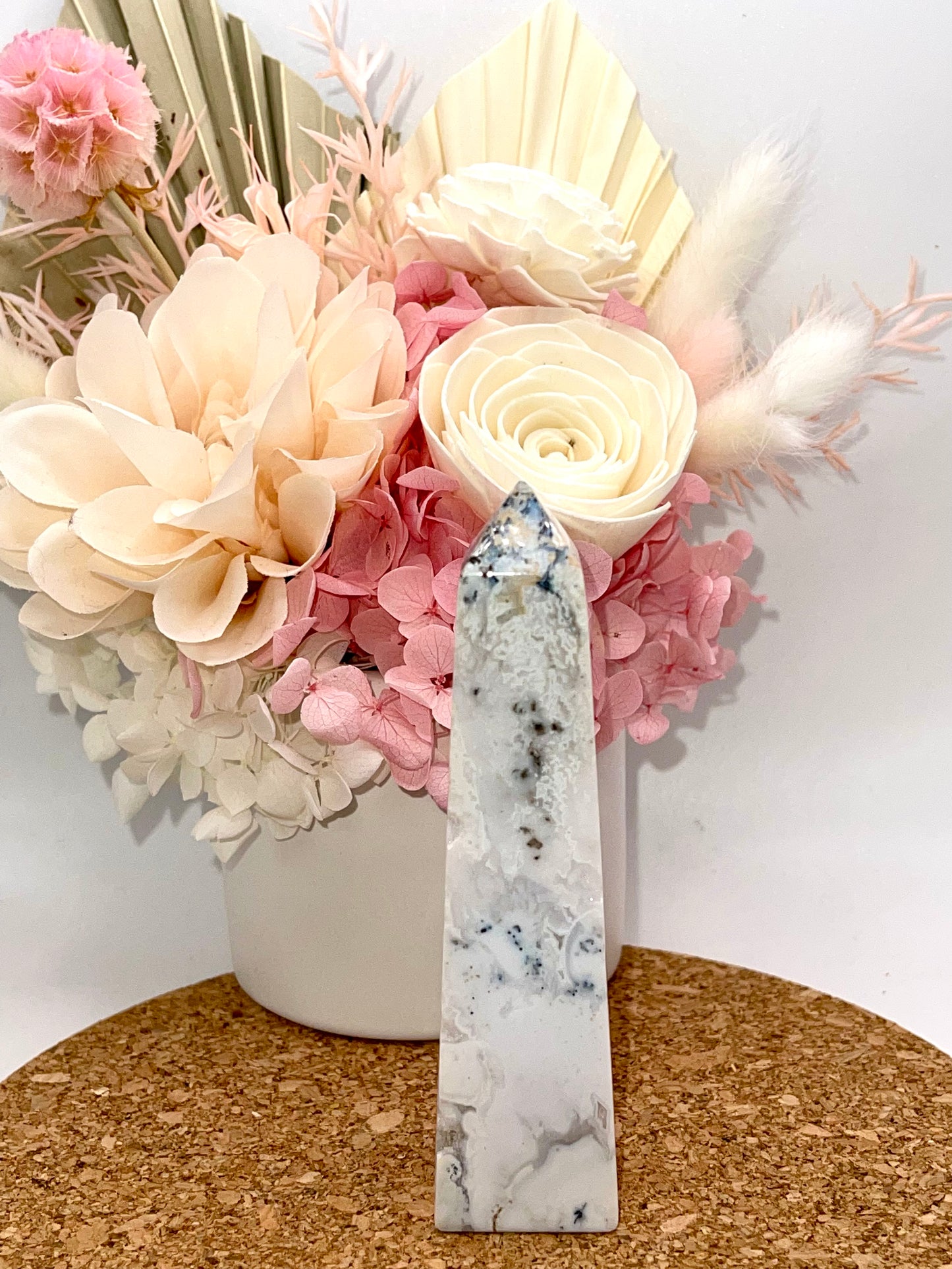 Dendritic Druzy Snow White Agate Tower