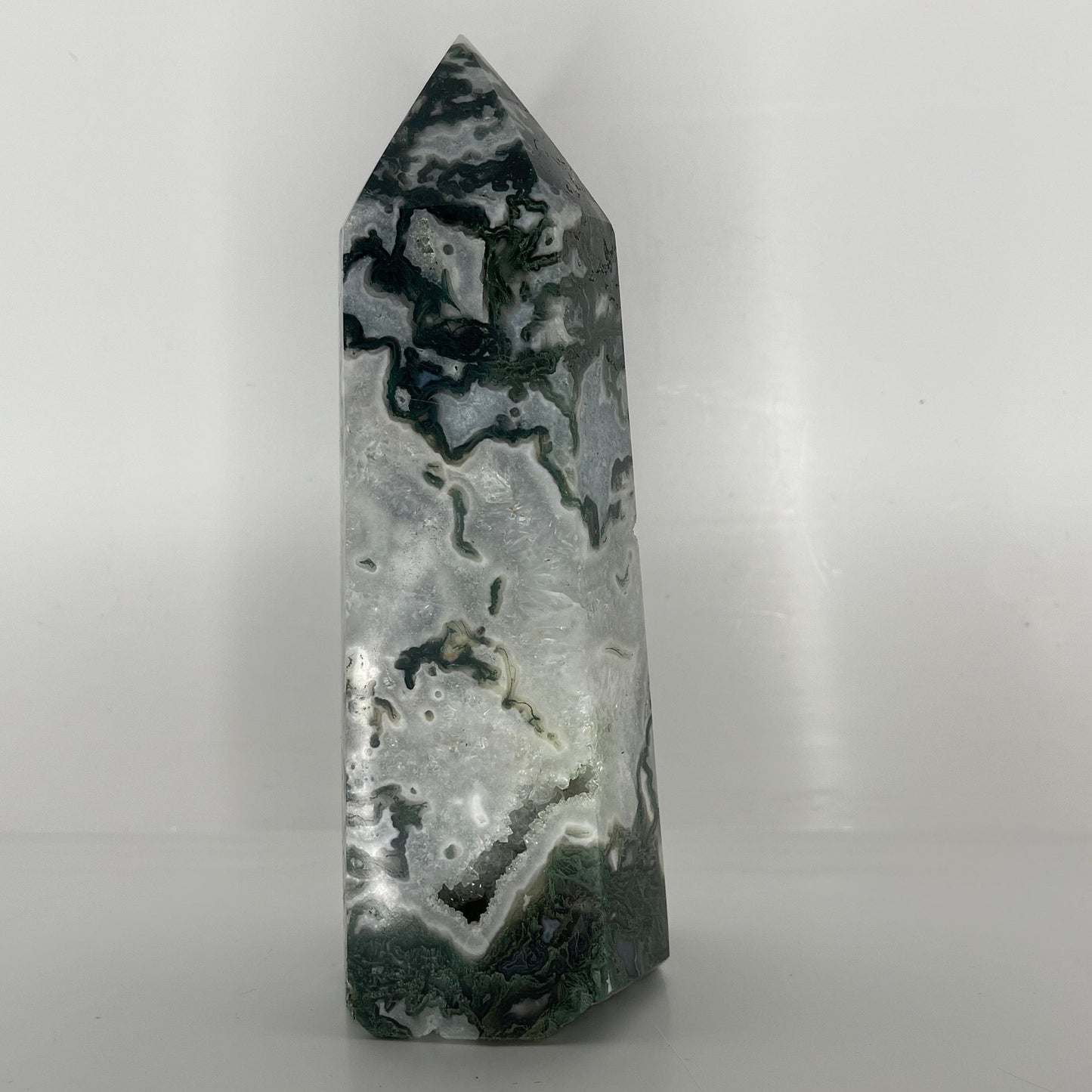 Extra Large Moss Agate Druzy Generator Tower