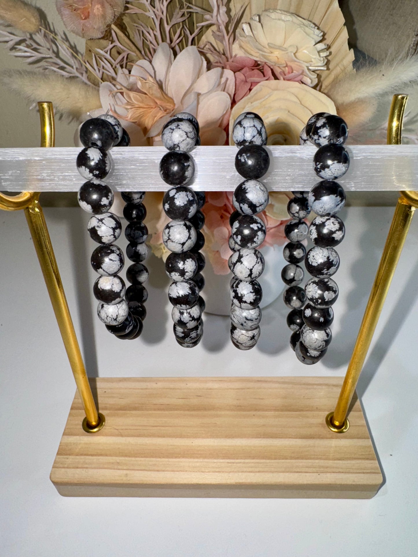 Snowflake Obsidian 8mm Bead Bracelet