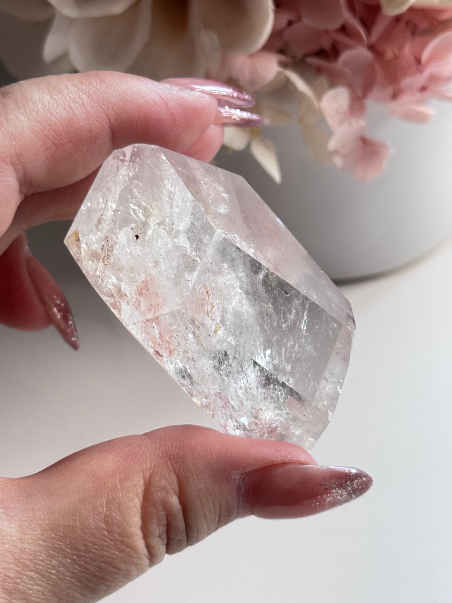 Clear Quartz Freeform with small Hematite Inclusions