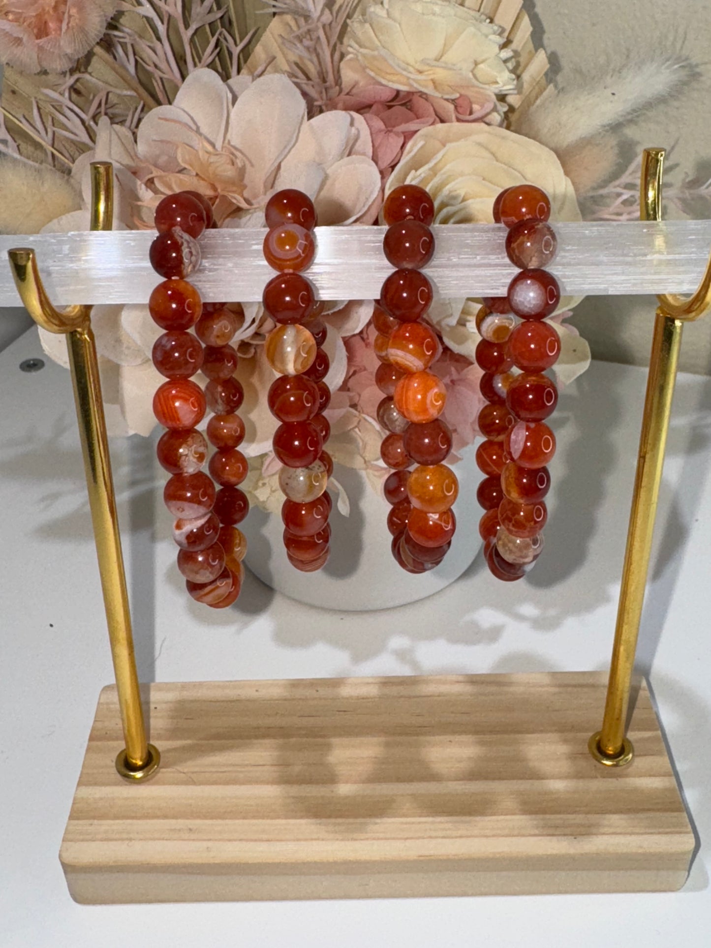 Carnelian 8mm Bead Bracelet
