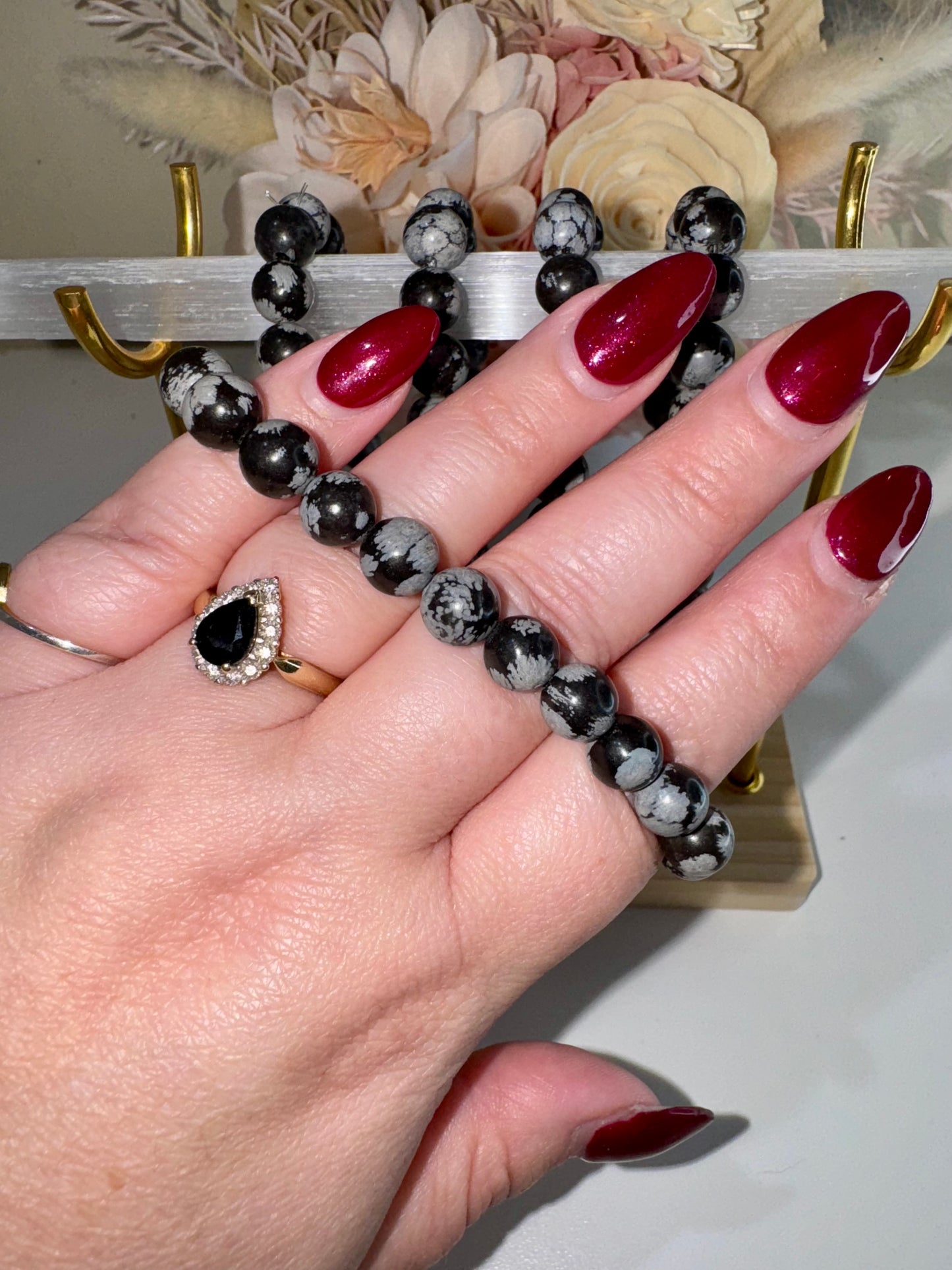 Snowflake Obsidian 8mm Bead Bracelet