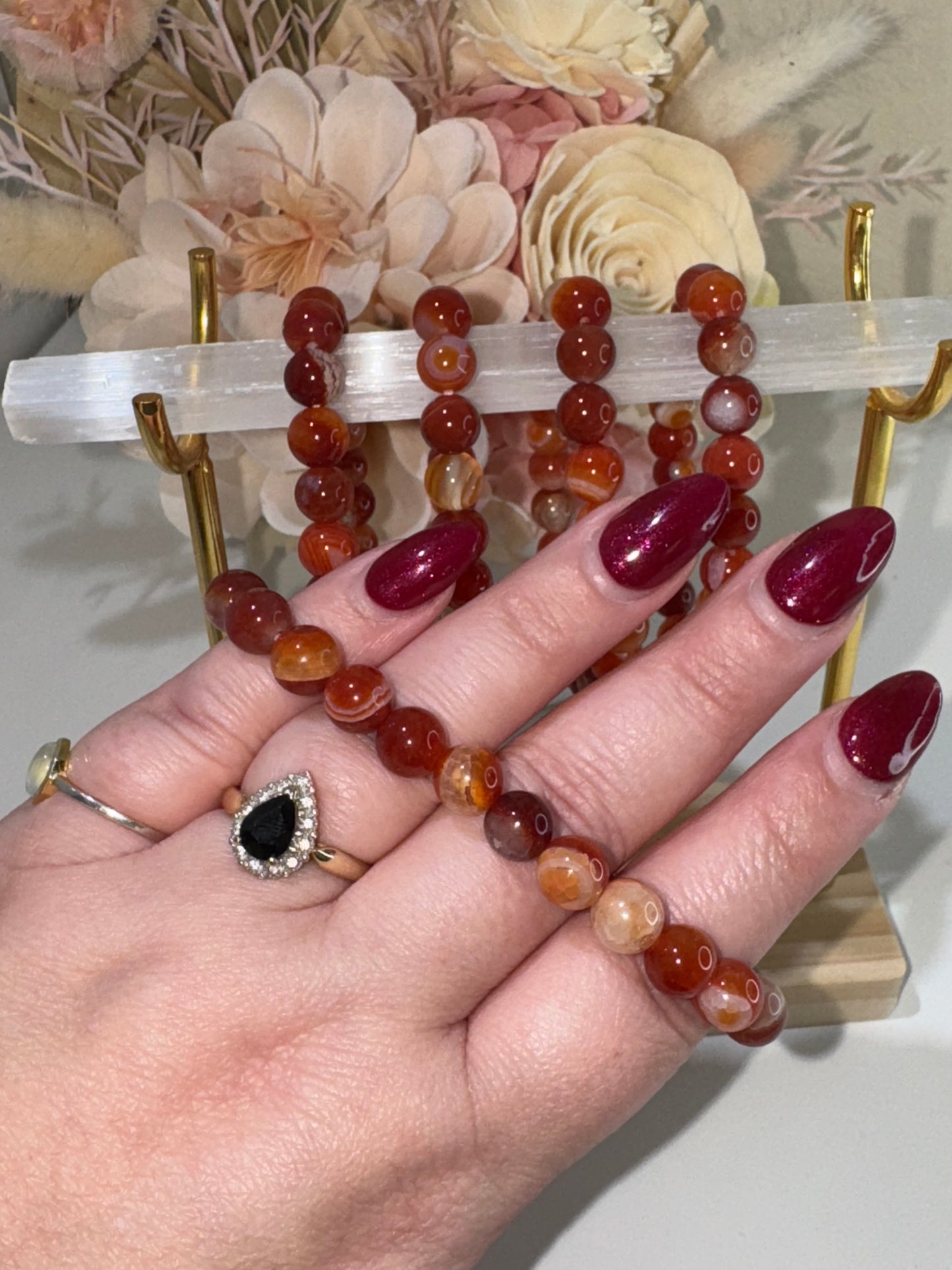 Carnelian 8mm Bead Bracelet