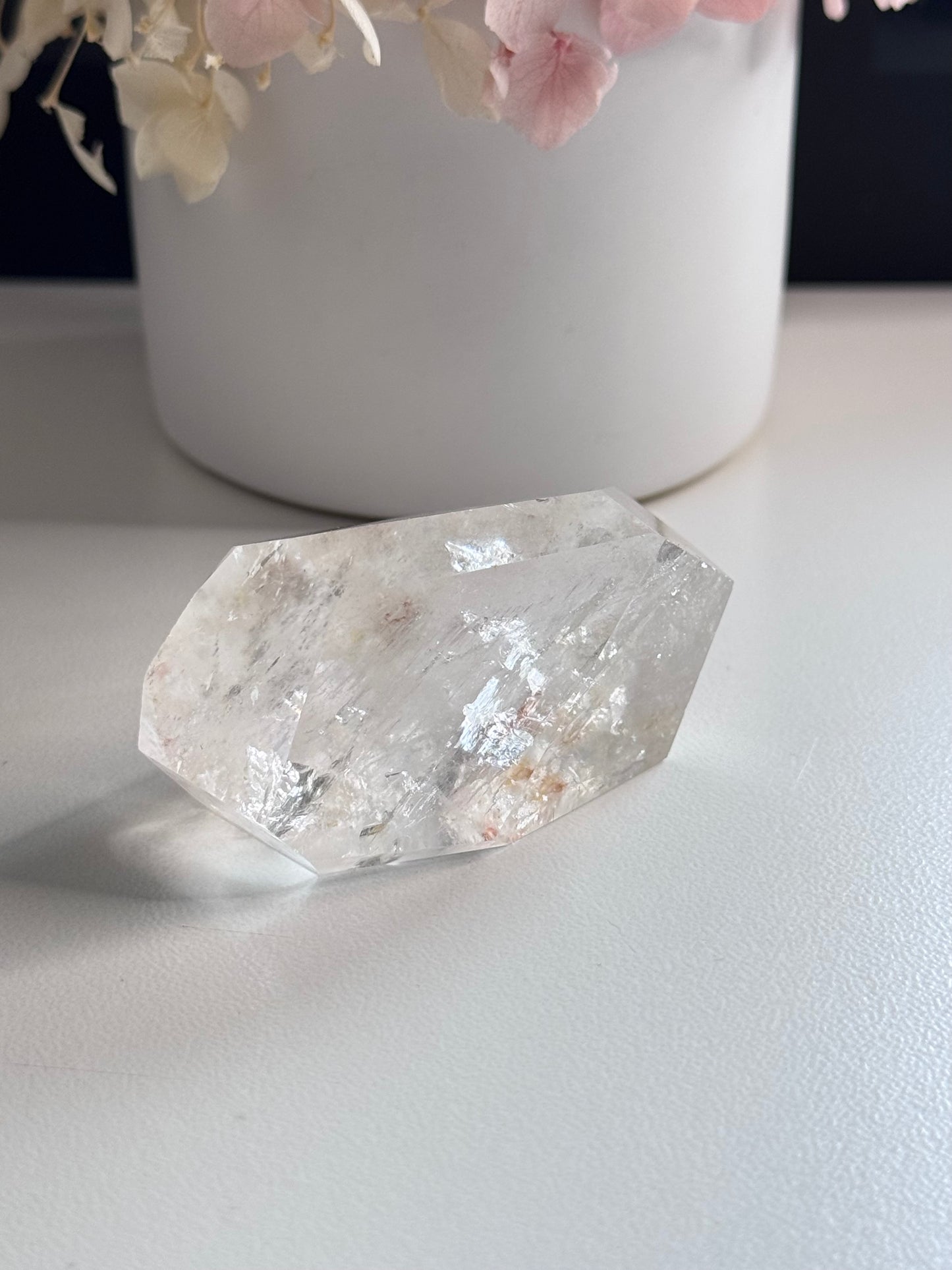 Clear Quartz Freeform with small Hematite Inclusions