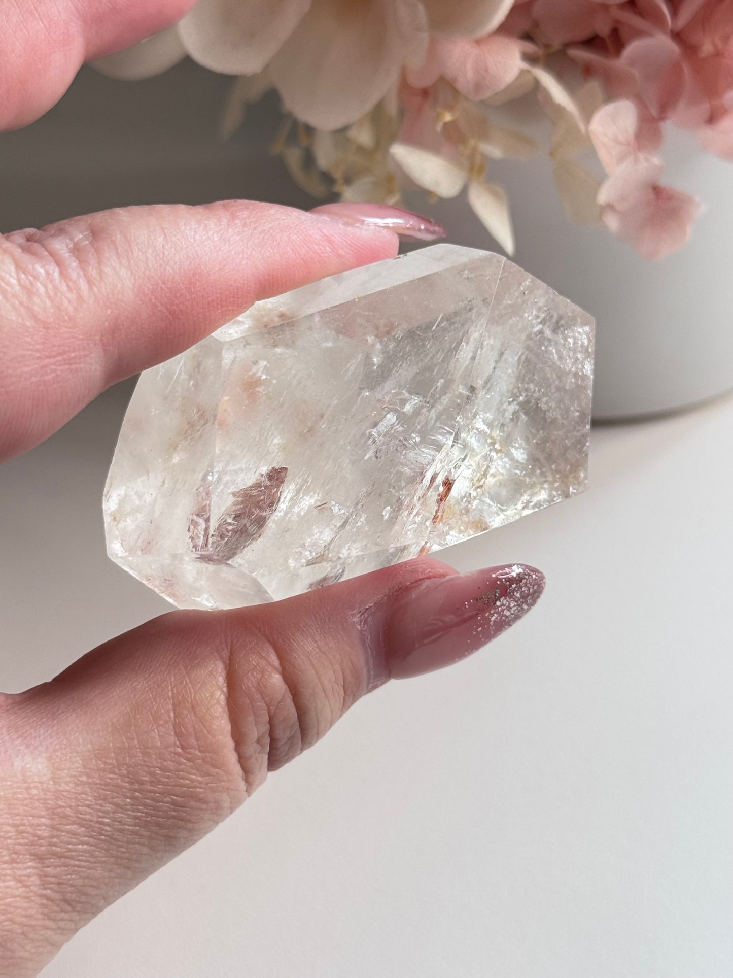 Clear Quartz Freeform with small Hematite Inclusions