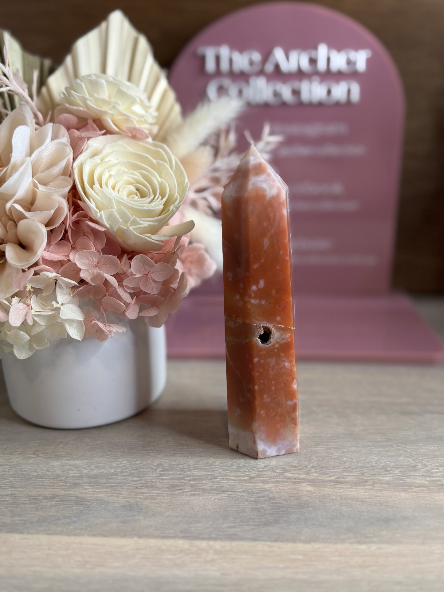 Carnelian with Flower Agate Tower JCS4