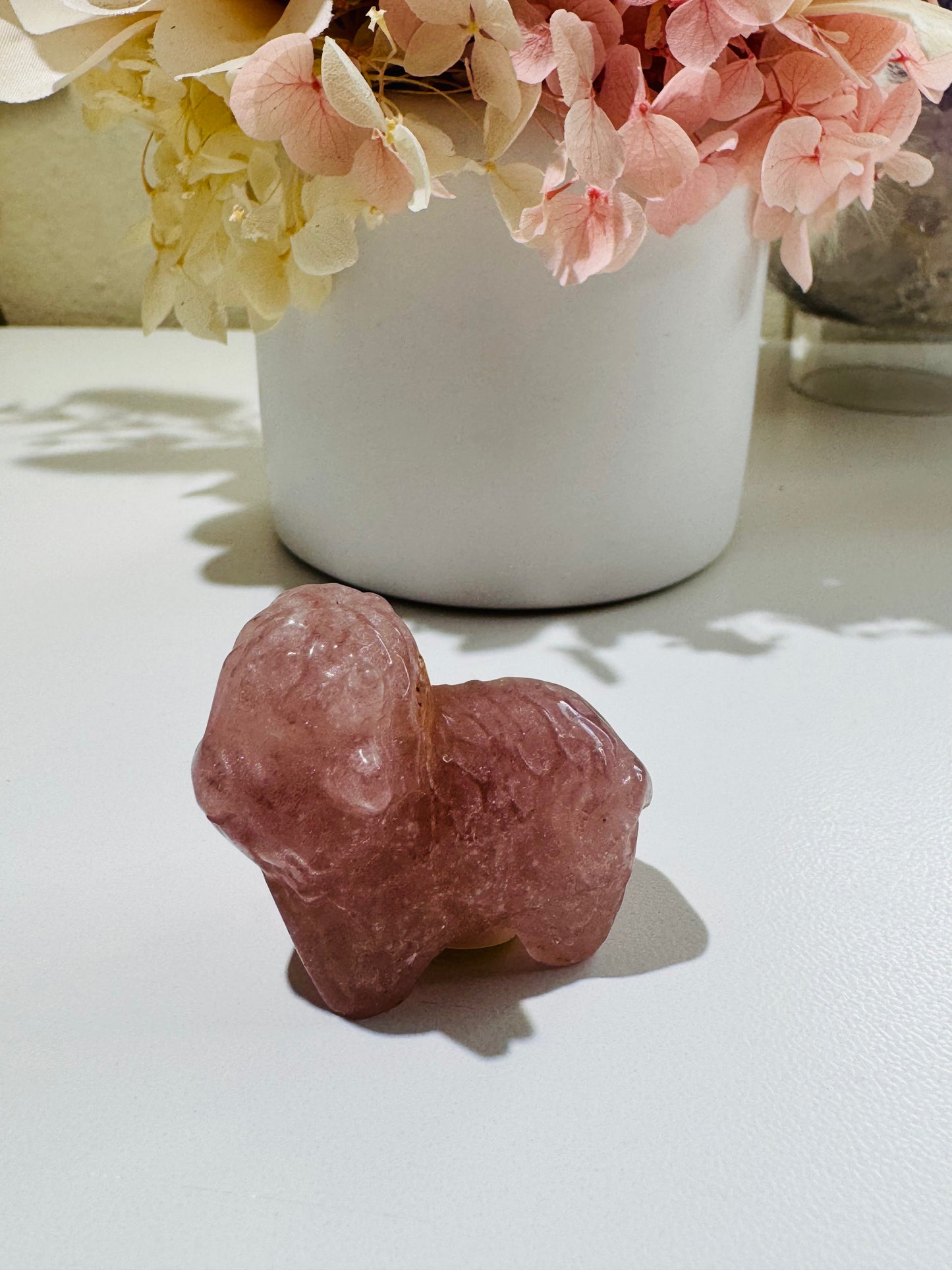 Strawberry Quartz Highland Cow (broken horn)