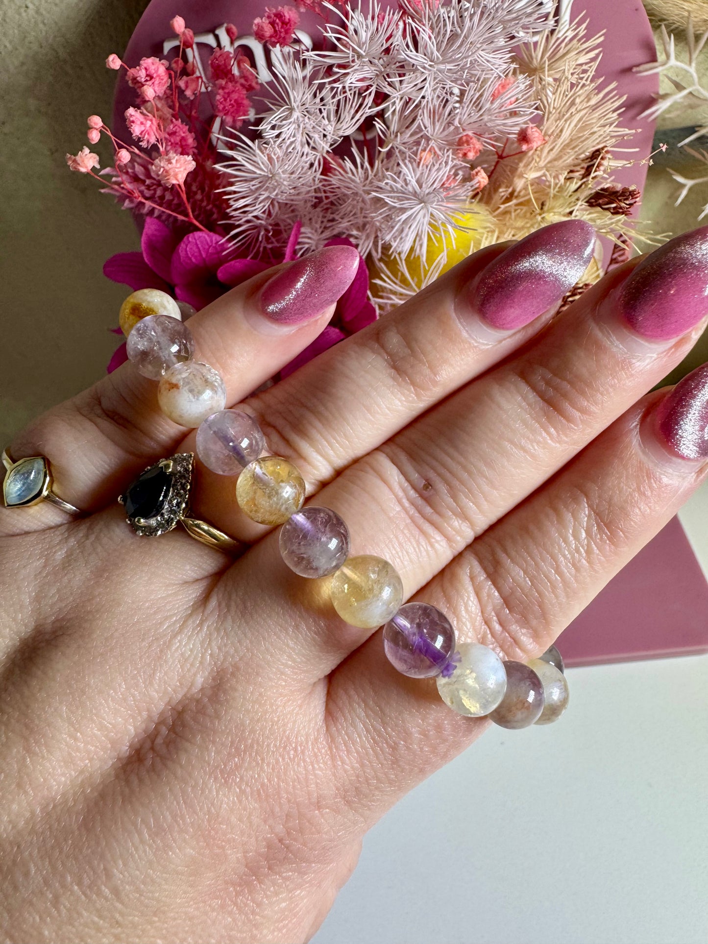 8mm Amethyst & Citrine (HTA) Bead Bracelet