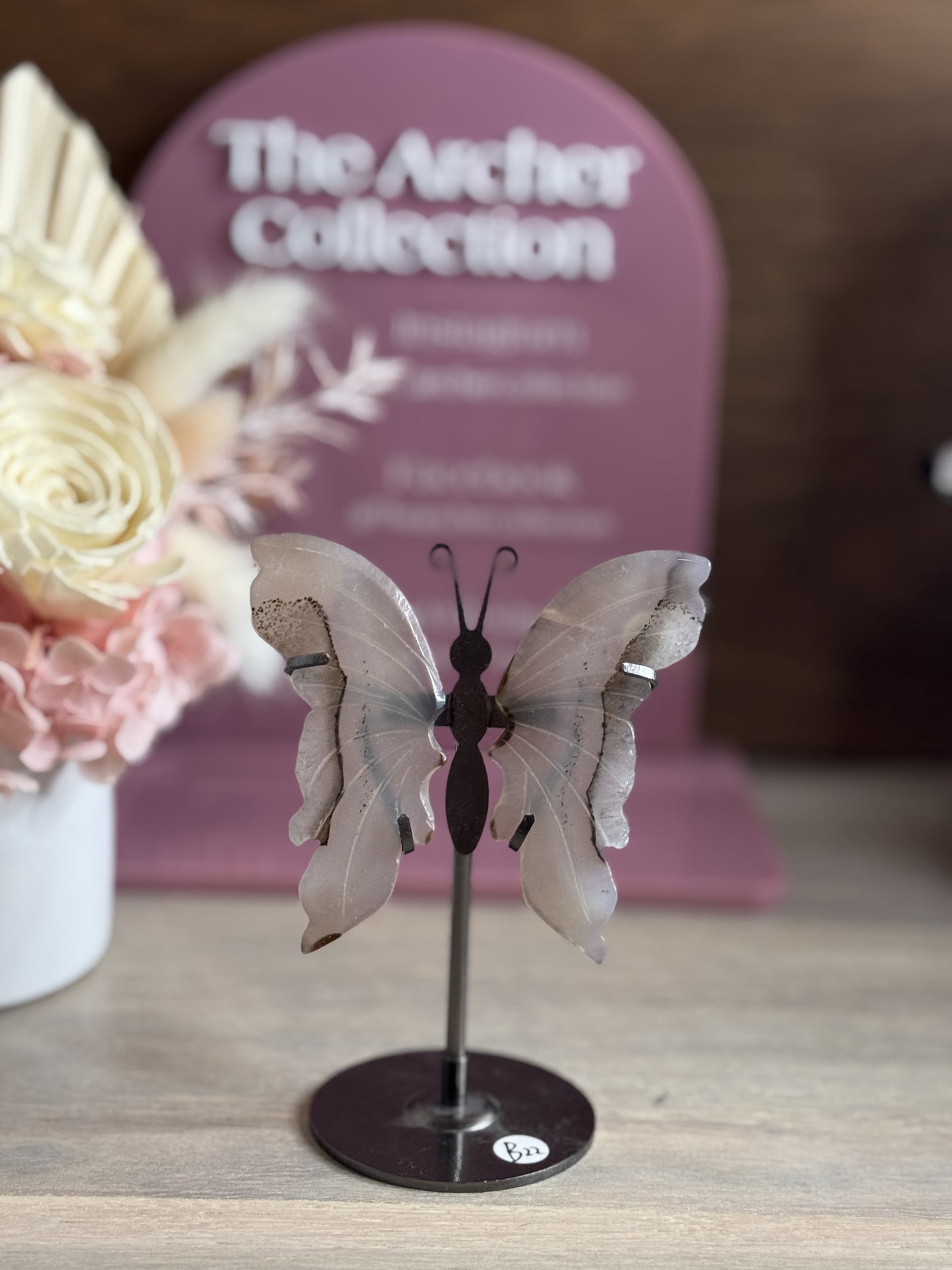 Agate Butterfly Wings with Stand B22