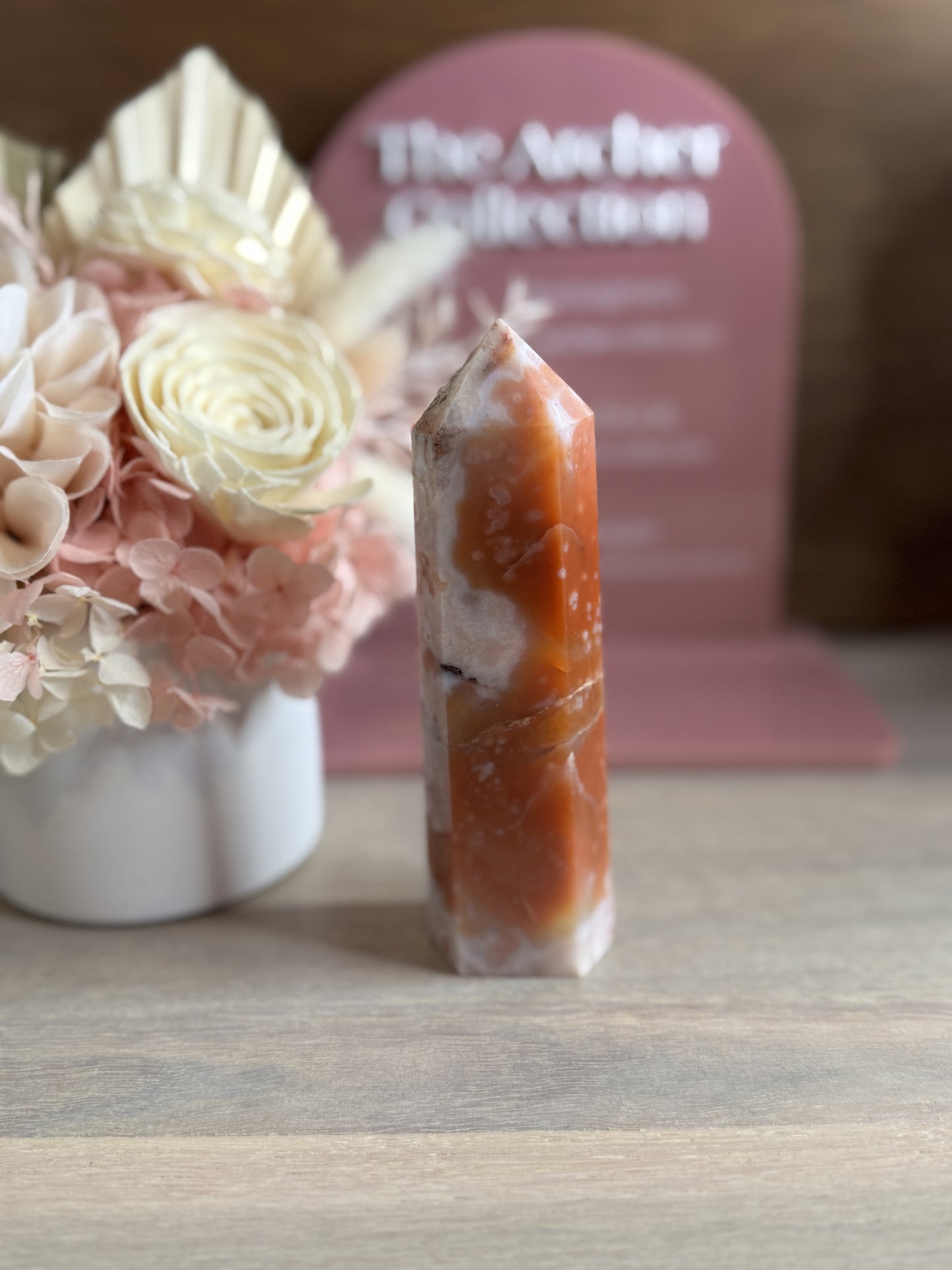 Carnelian with Flower Agate Tower JCS4