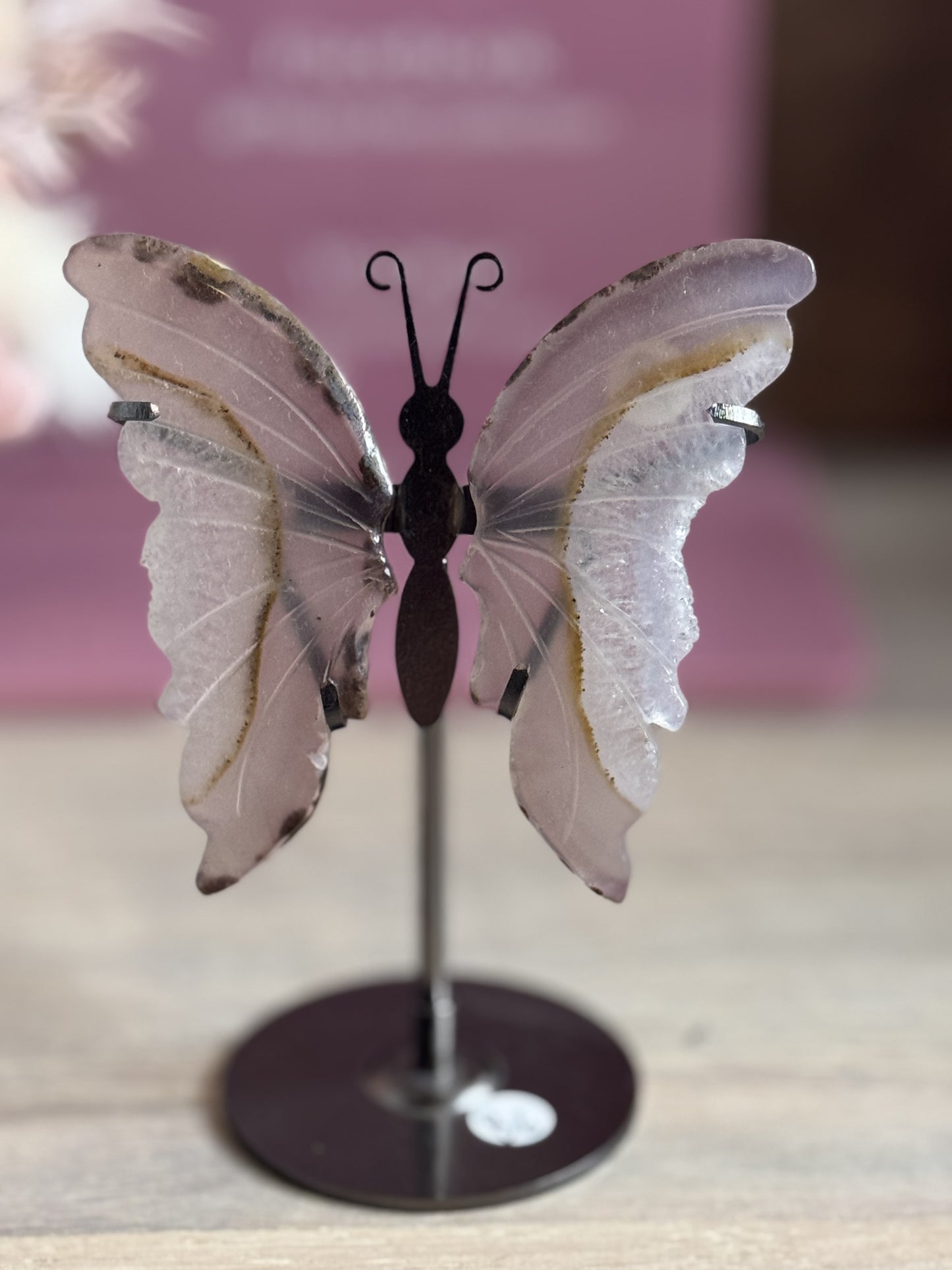 Agate Butterfly Wings with Stand B6