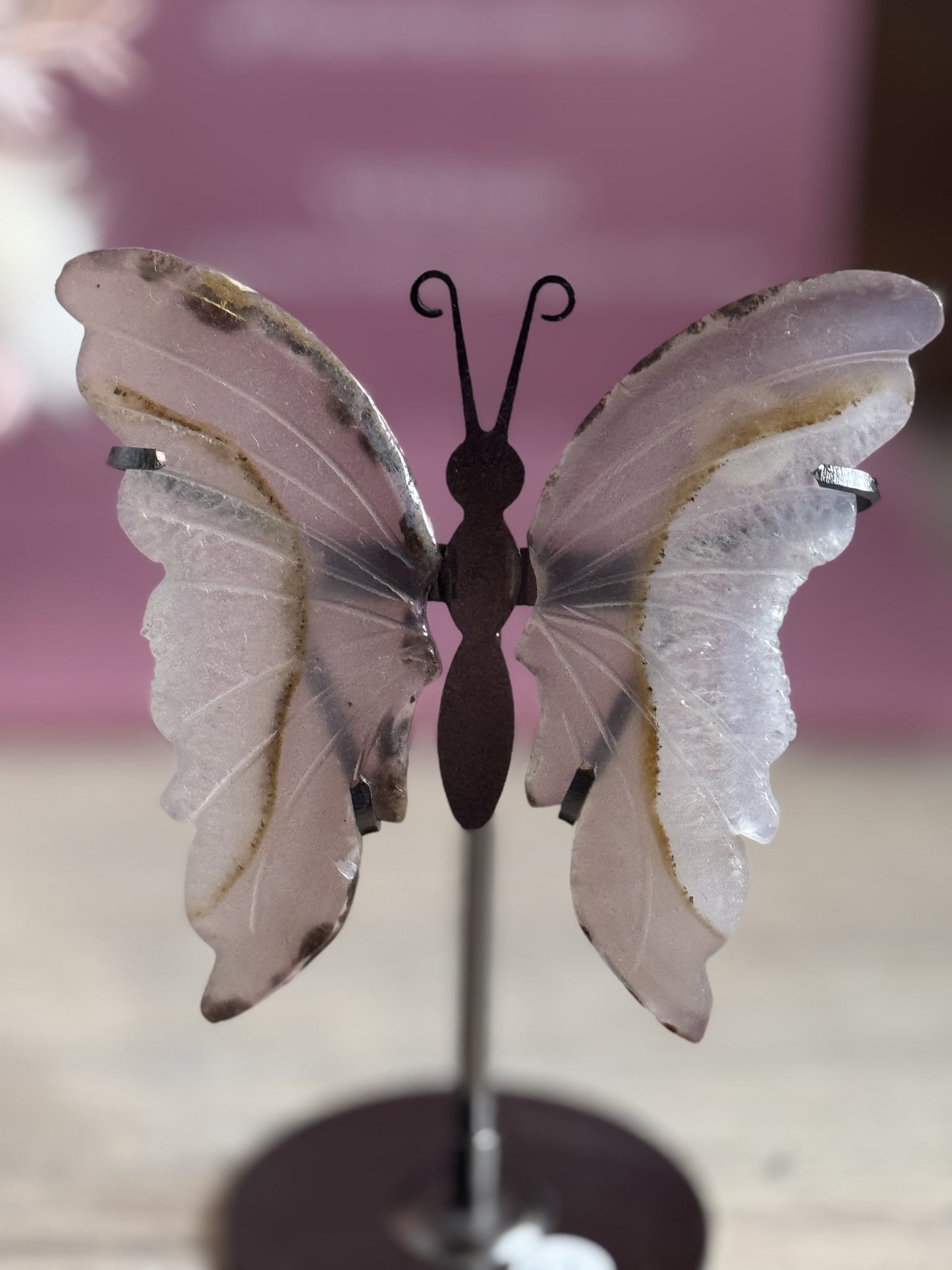 Agate Butterfly Wings with Stand B6