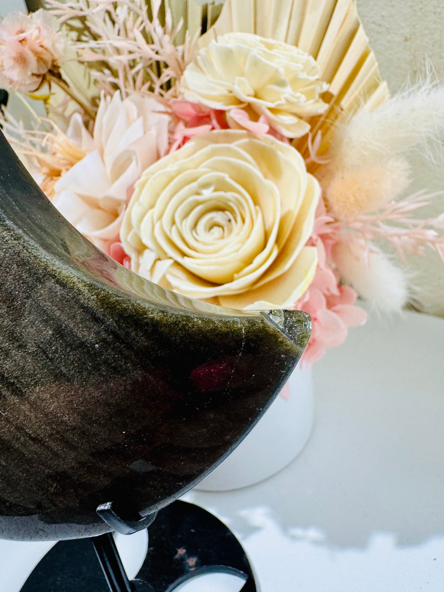 Gold Sheen Obsidian Moon on Stand