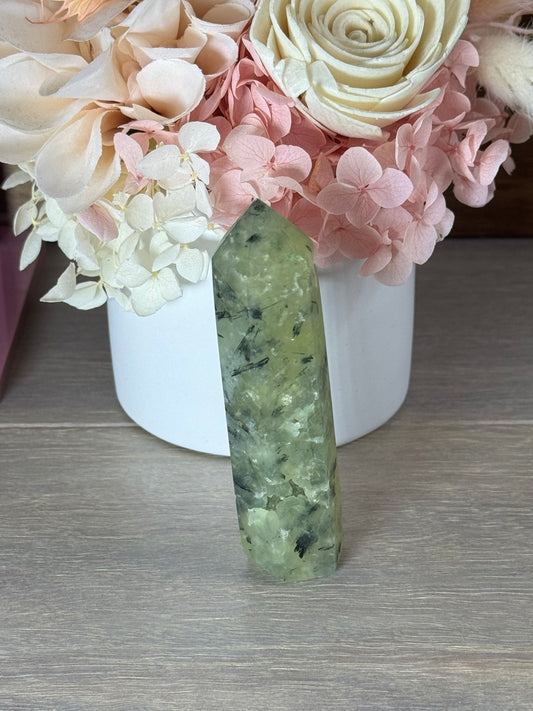 Prehnite with Epidote Generator Tower (Leaning)