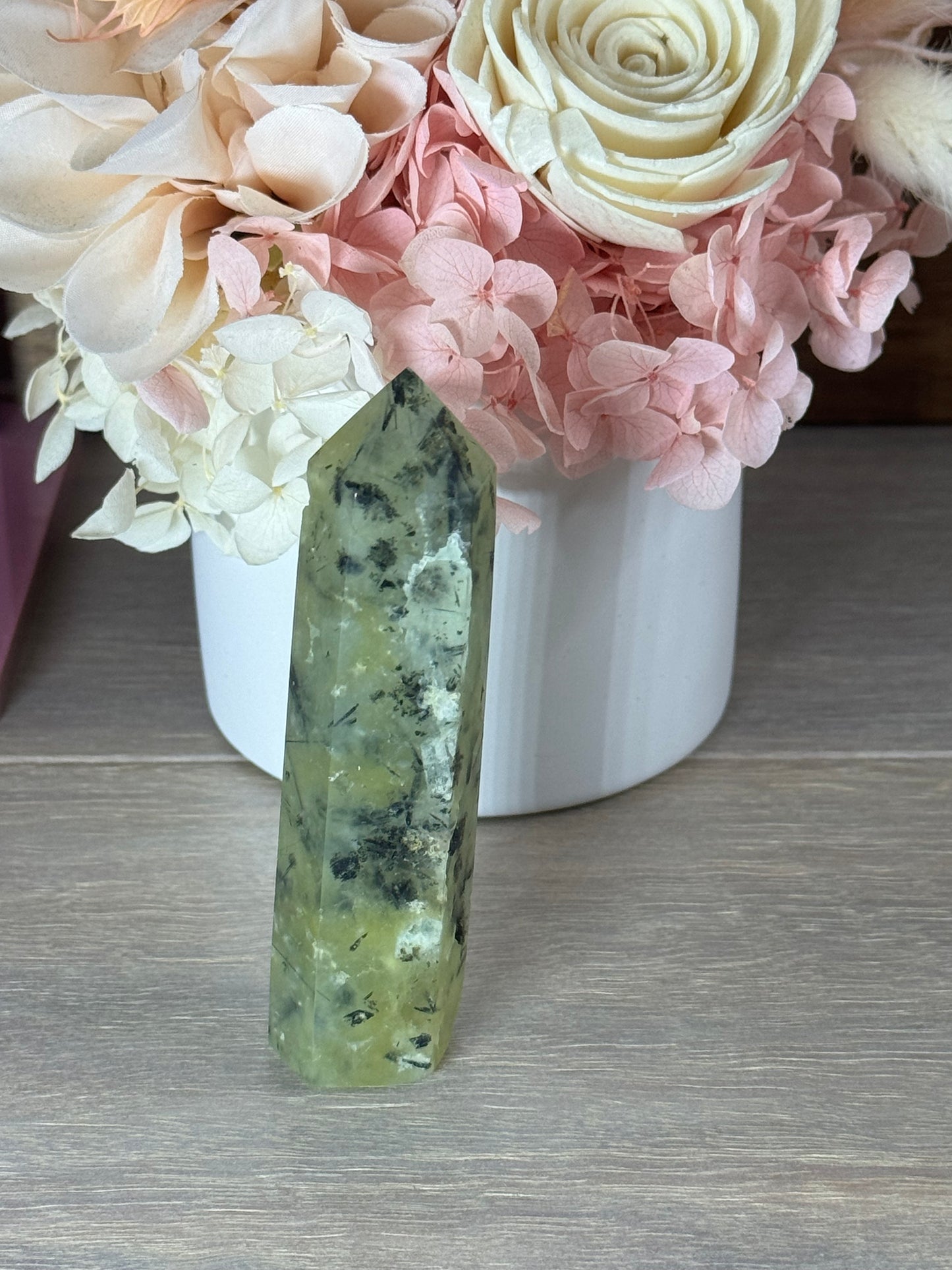 Prehnite with Epidote Generator Tower (Leaning)