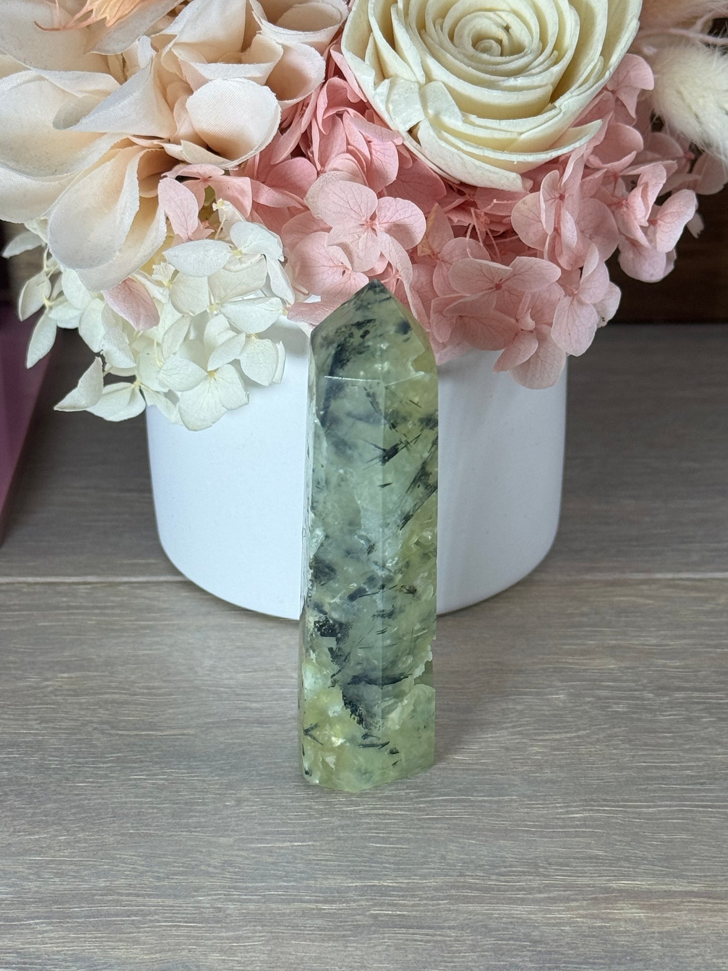 Prehnite with Epidote Generator Tower (Leaning)