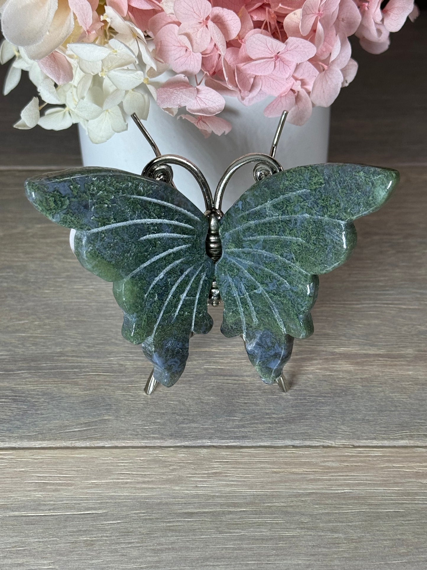 Moss Agate Freestanding Butterfly