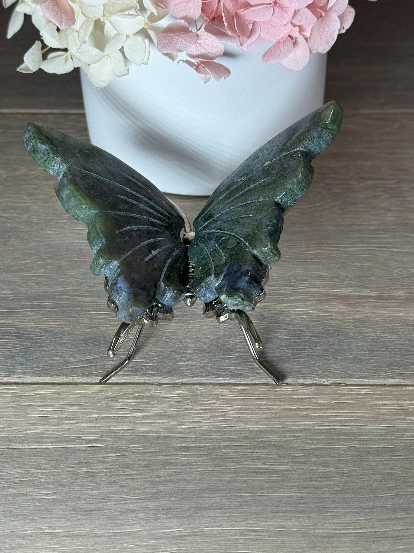 Moss Agate Freestanding Butterfly