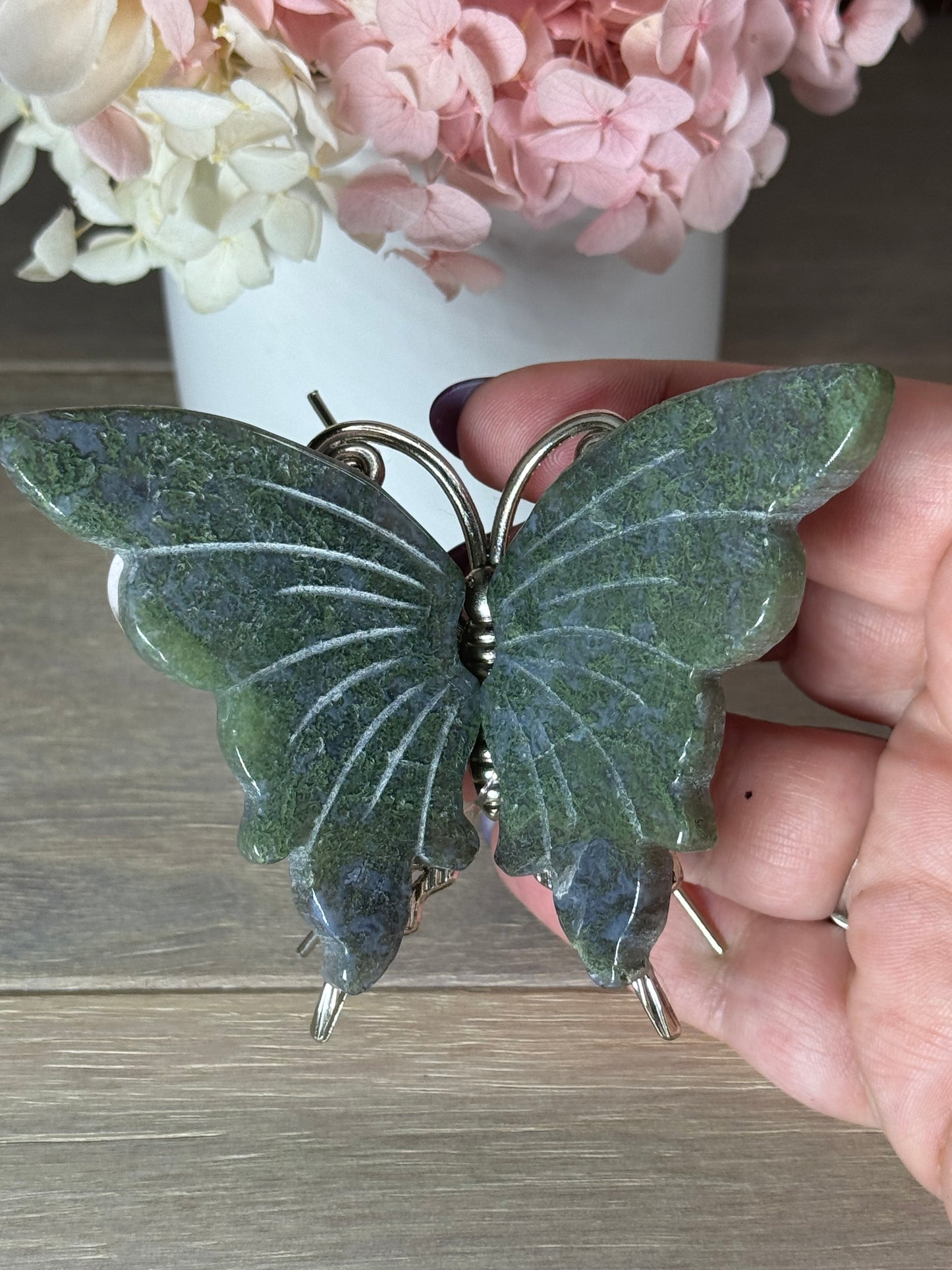 Moss Agate Freestanding Butterfly