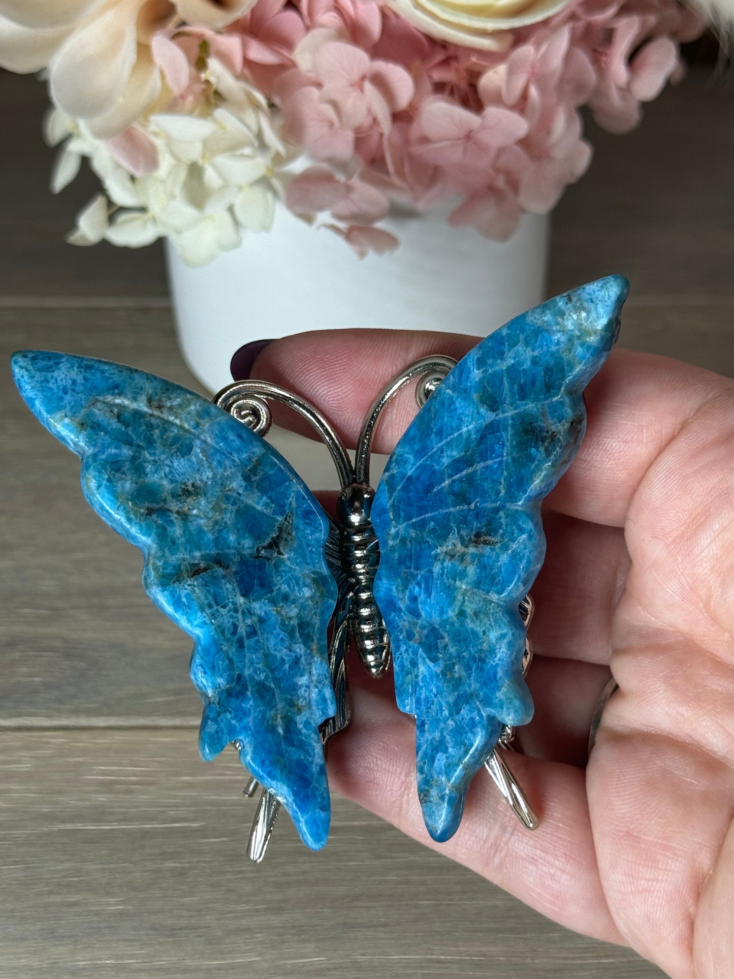 Blue Apatite Freestanding Butterfly