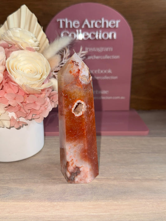 Carnelian with Flower Agate Tower JCS3