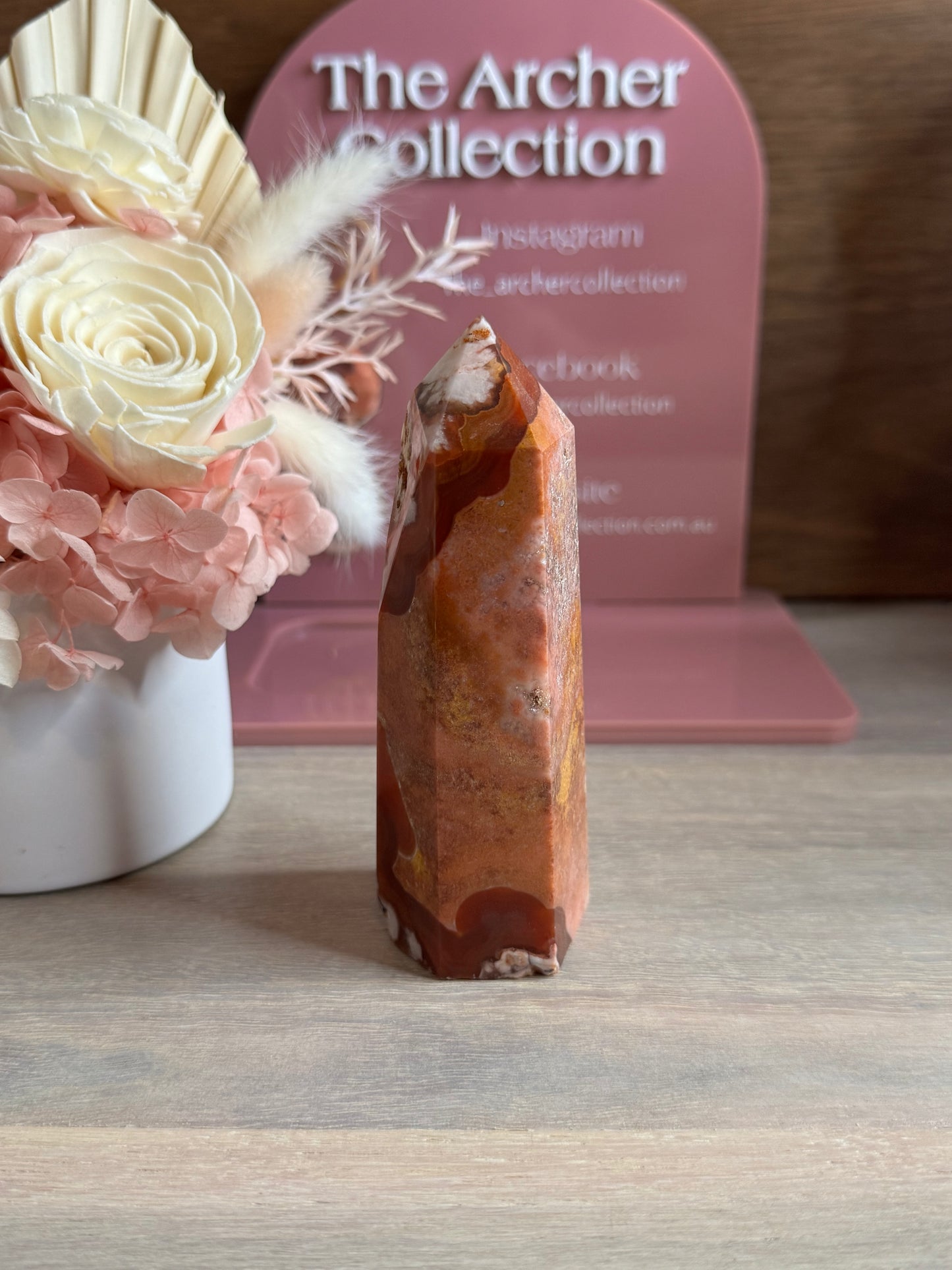 Carnelian with Flower Agate Tower JCS5