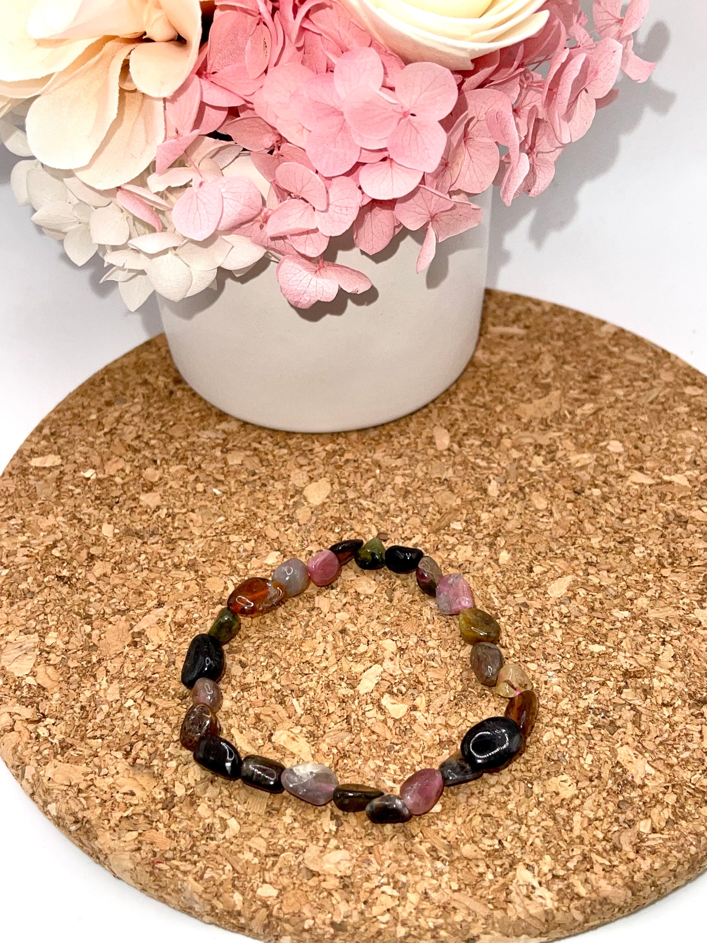 Mixed Tourmaline Rounded Bead Bracelet