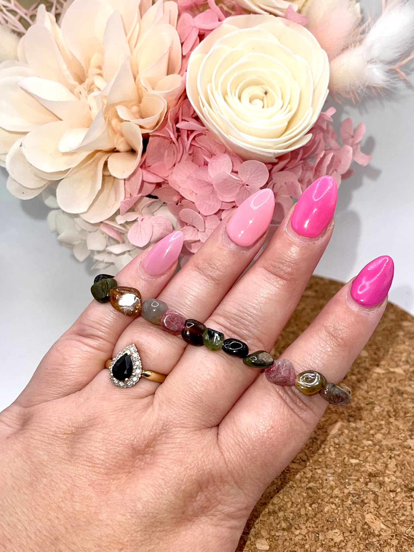 Mixed Tourmaline Rounded Bead Bracelet