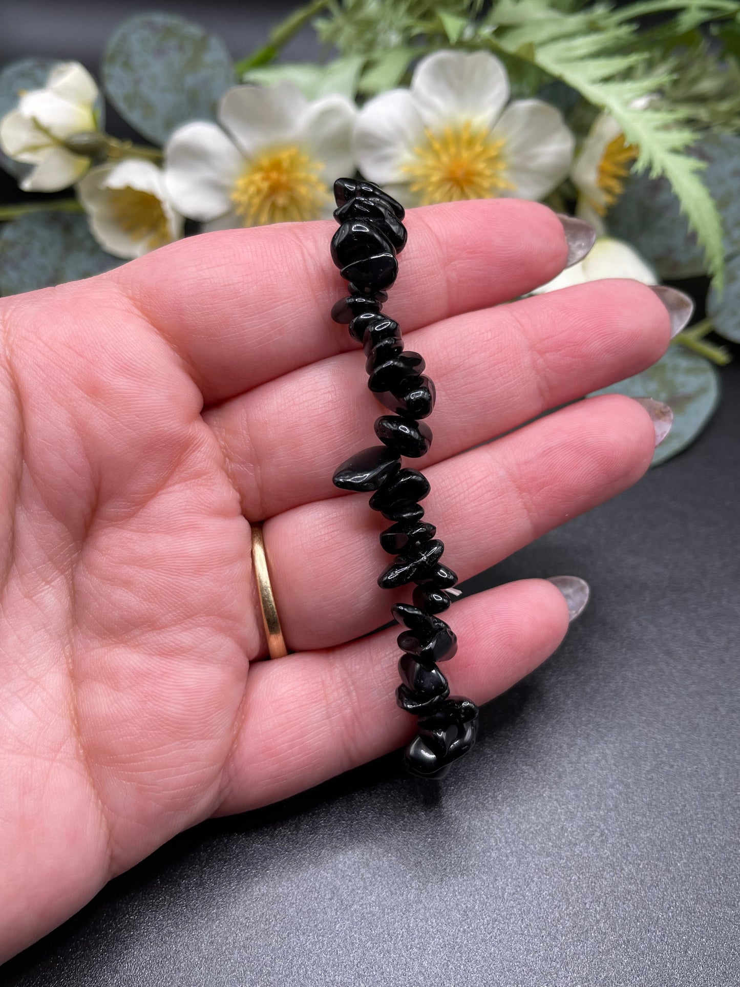 Black Obsidian Chip Bracelet