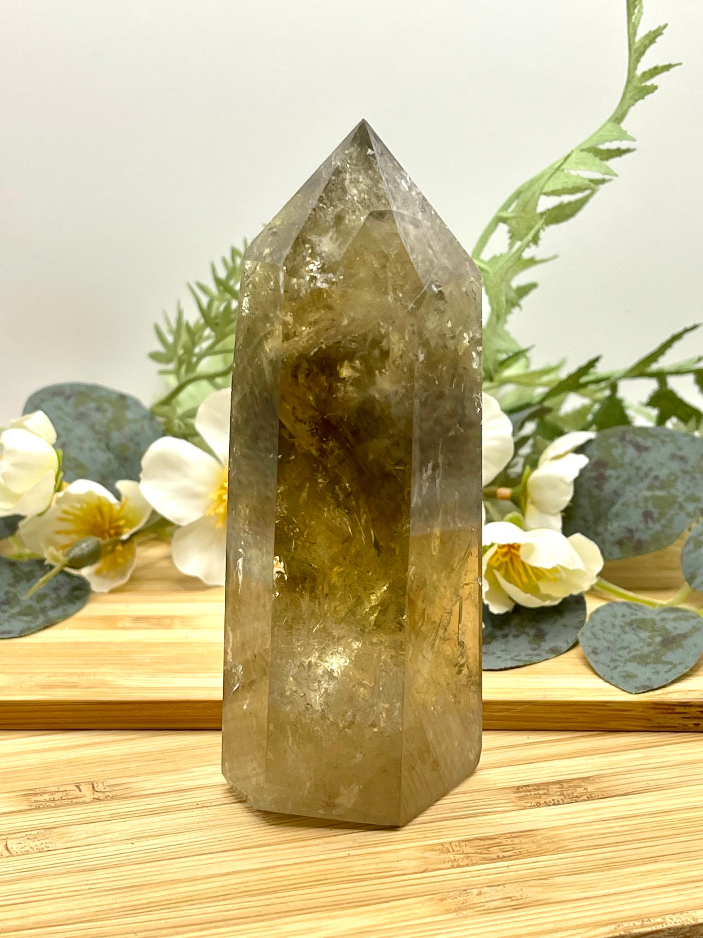 Smokey Quartz Tower with Rainbows