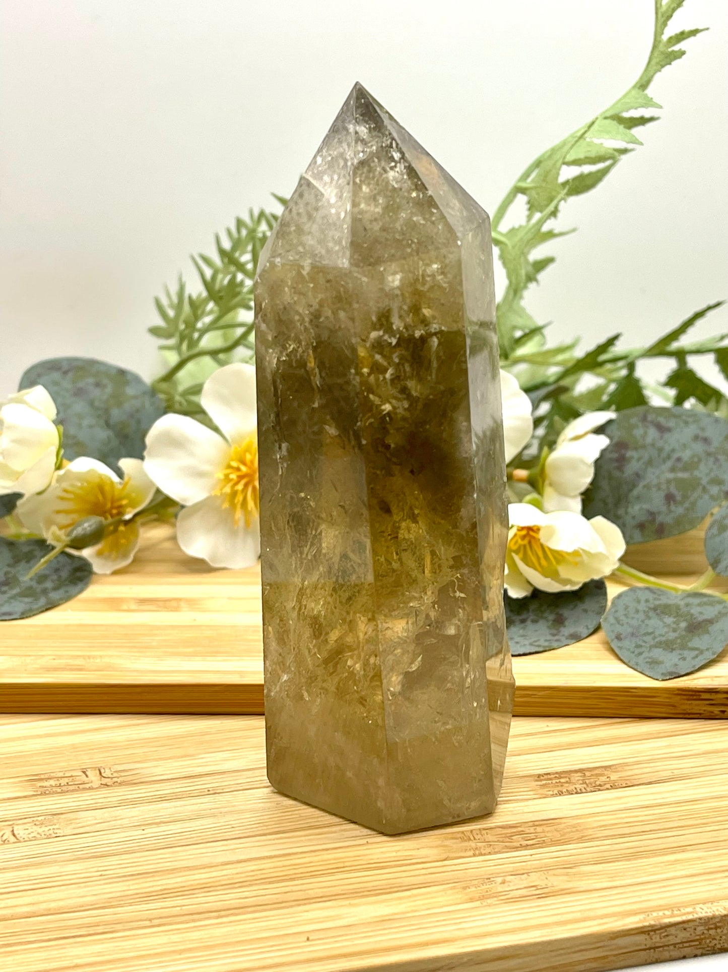 Smokey Quartz Tower with Rainbows