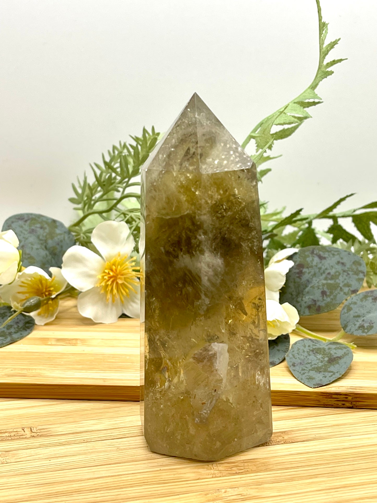 Smokey Quartz Tower with Rainbows