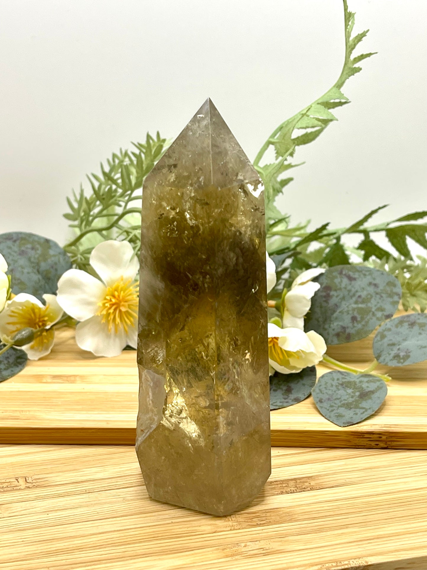 Smokey Quartz Tower with Rainbows