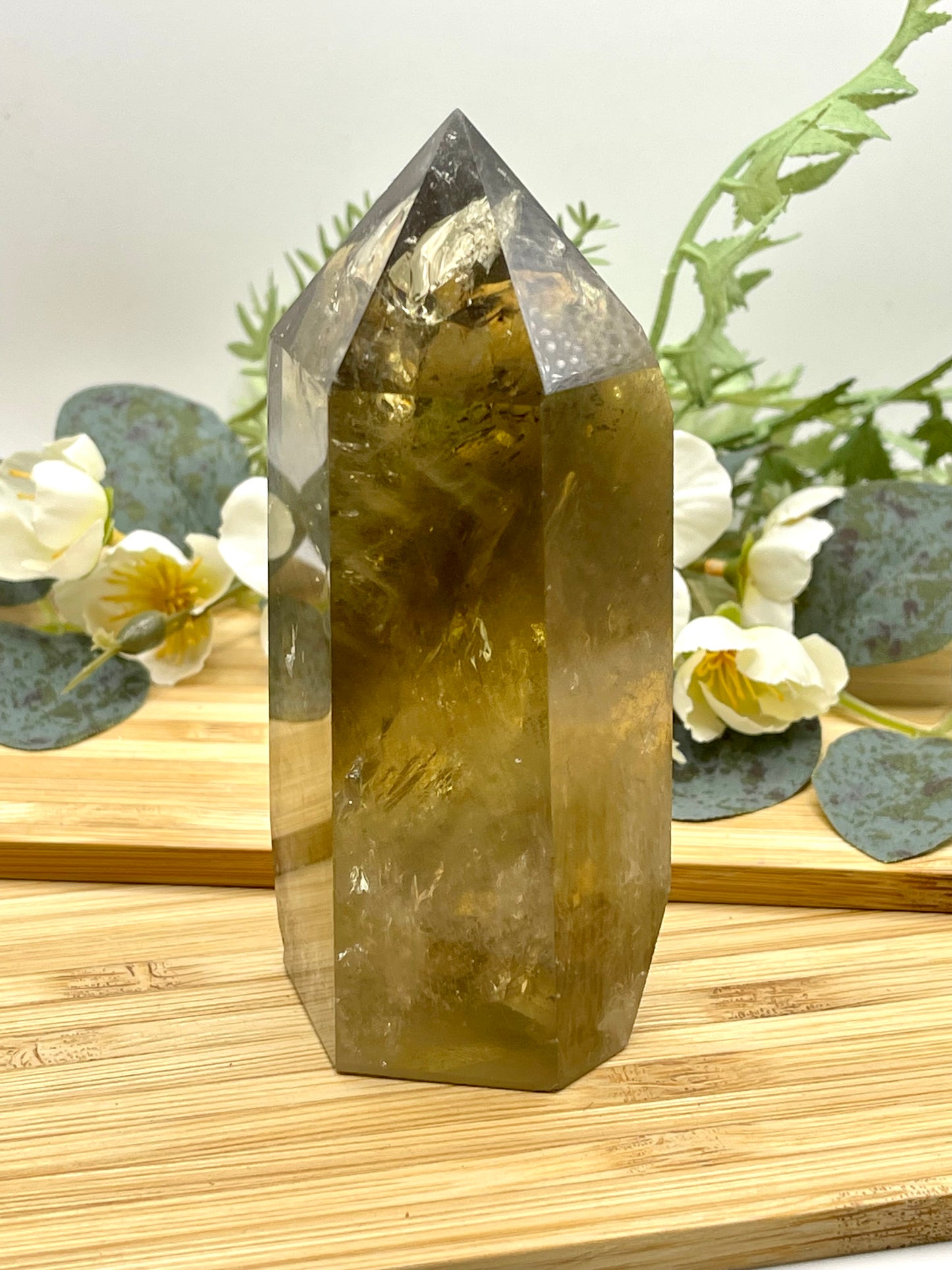 Smokey Quartz Tower with Rainbows